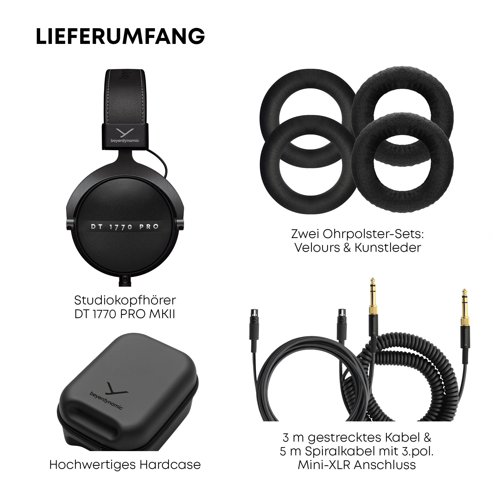 beyerdynamic DT 1770 PRO MKII Over-Ear-Kopfhörer (Keine Sprachsteuerung, Kabelgebunden, Made in Germany, Ohrumschließender Premium-Studiokopfhörer)