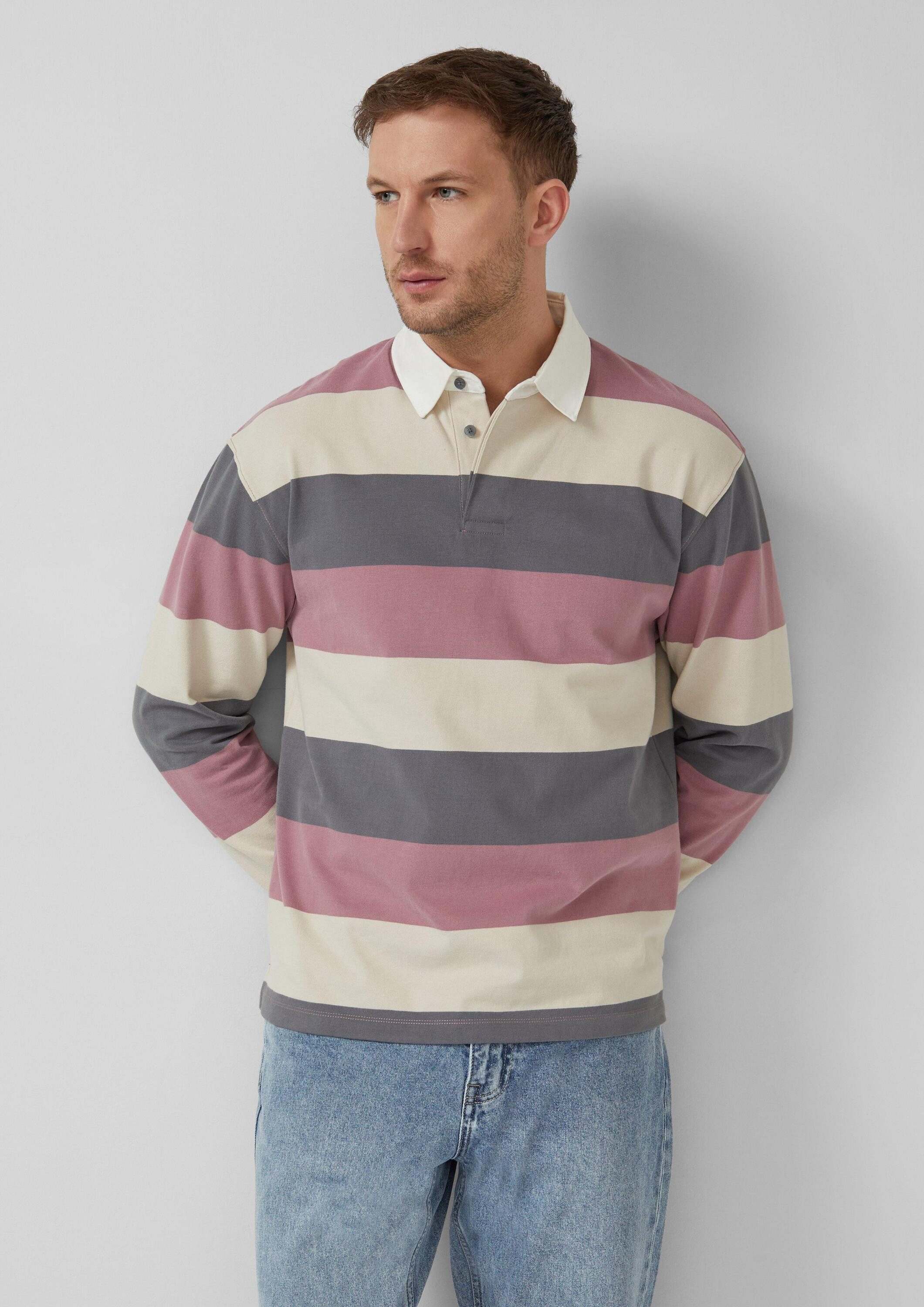 s.Oliver Langarmshirt Polo-Shirt Softes Langarm-Poloshirt im Relaxed Fit
