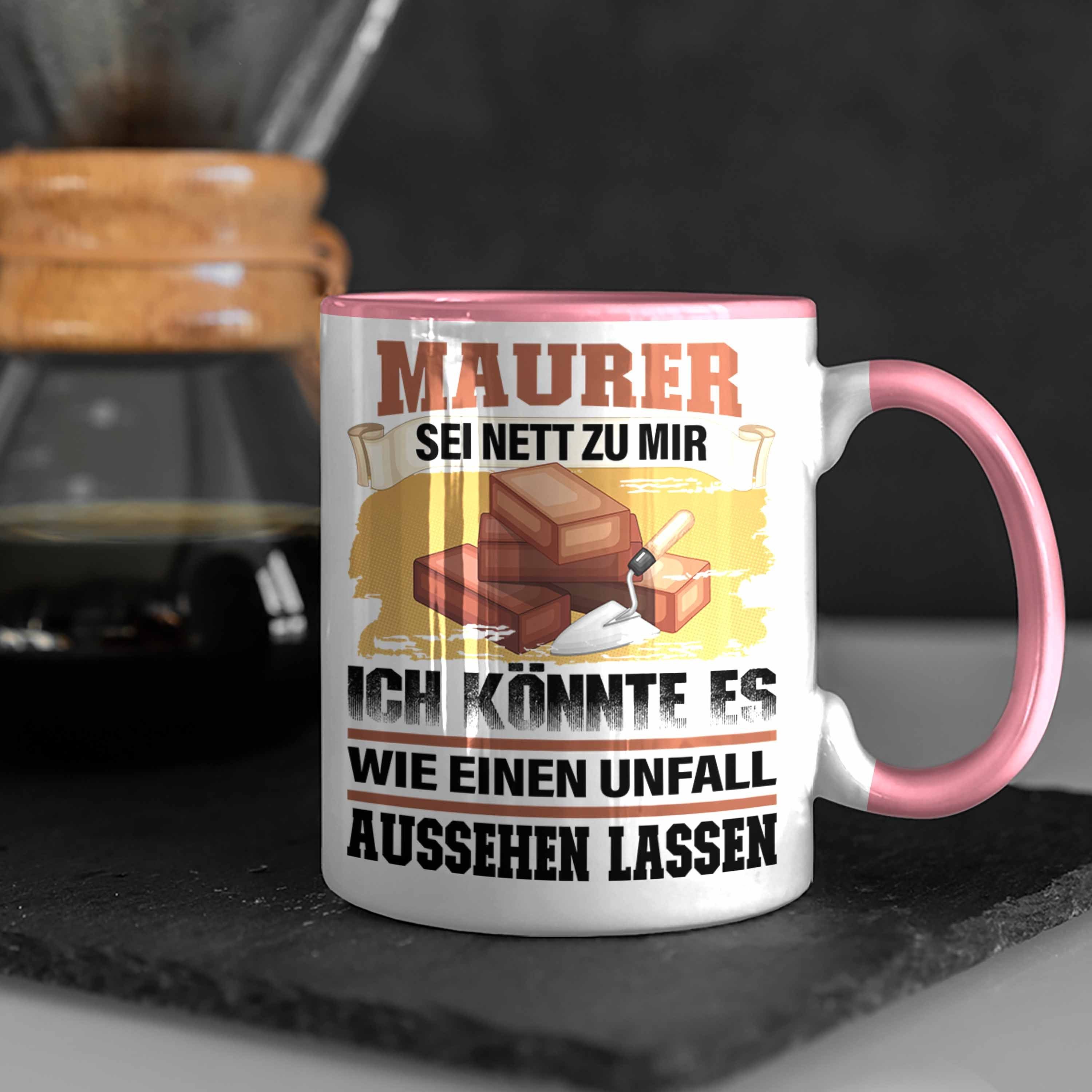 Trendation Tasse Trendation - Rosa Tasse Spruch Lustiger Maurer-Meister Geschenk Gesc Maurer