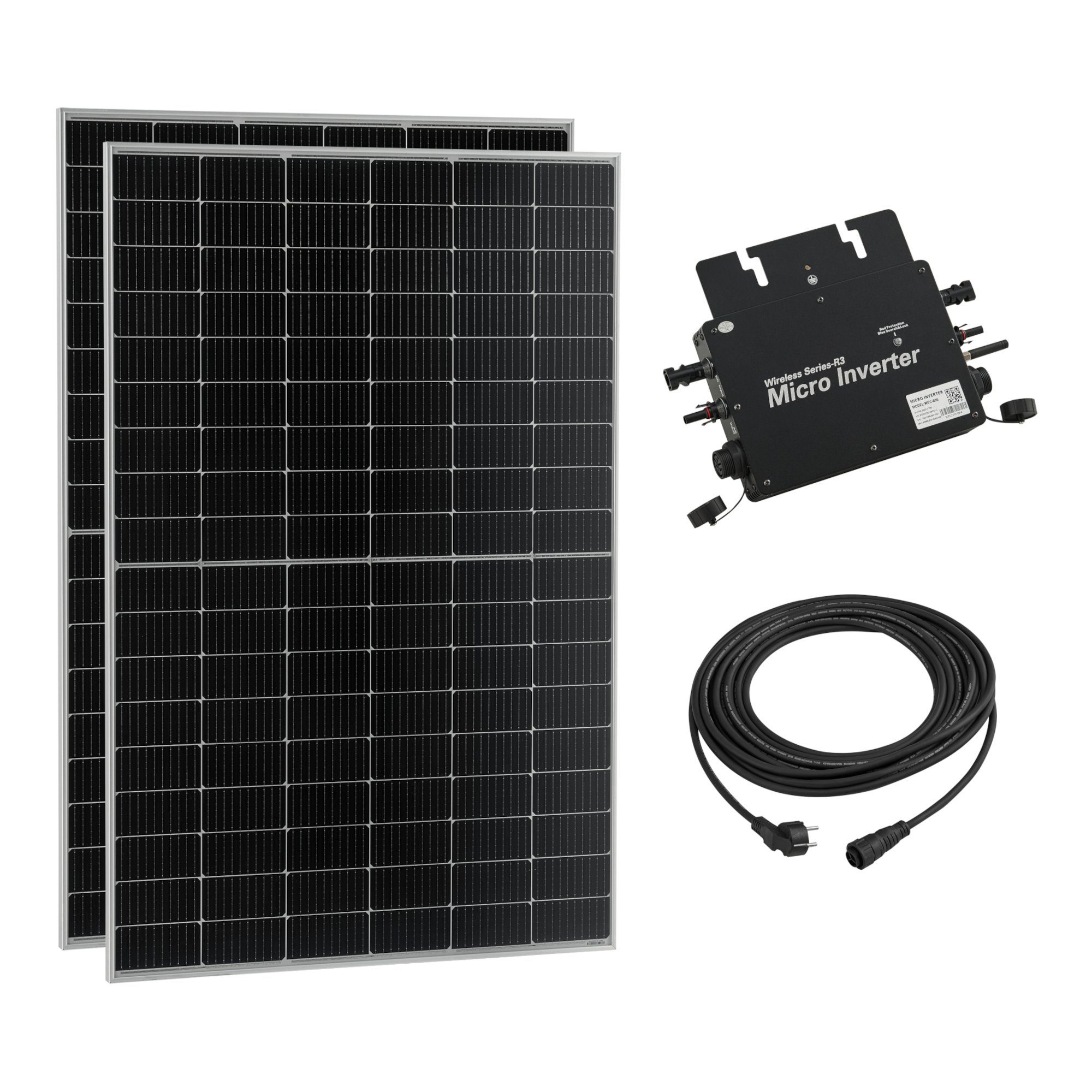 pro.tec Solaranlage, 800 W, (2-St), »Brusson« Balkonkraftwerk mit 2x400W Solarmodulen + Inverter