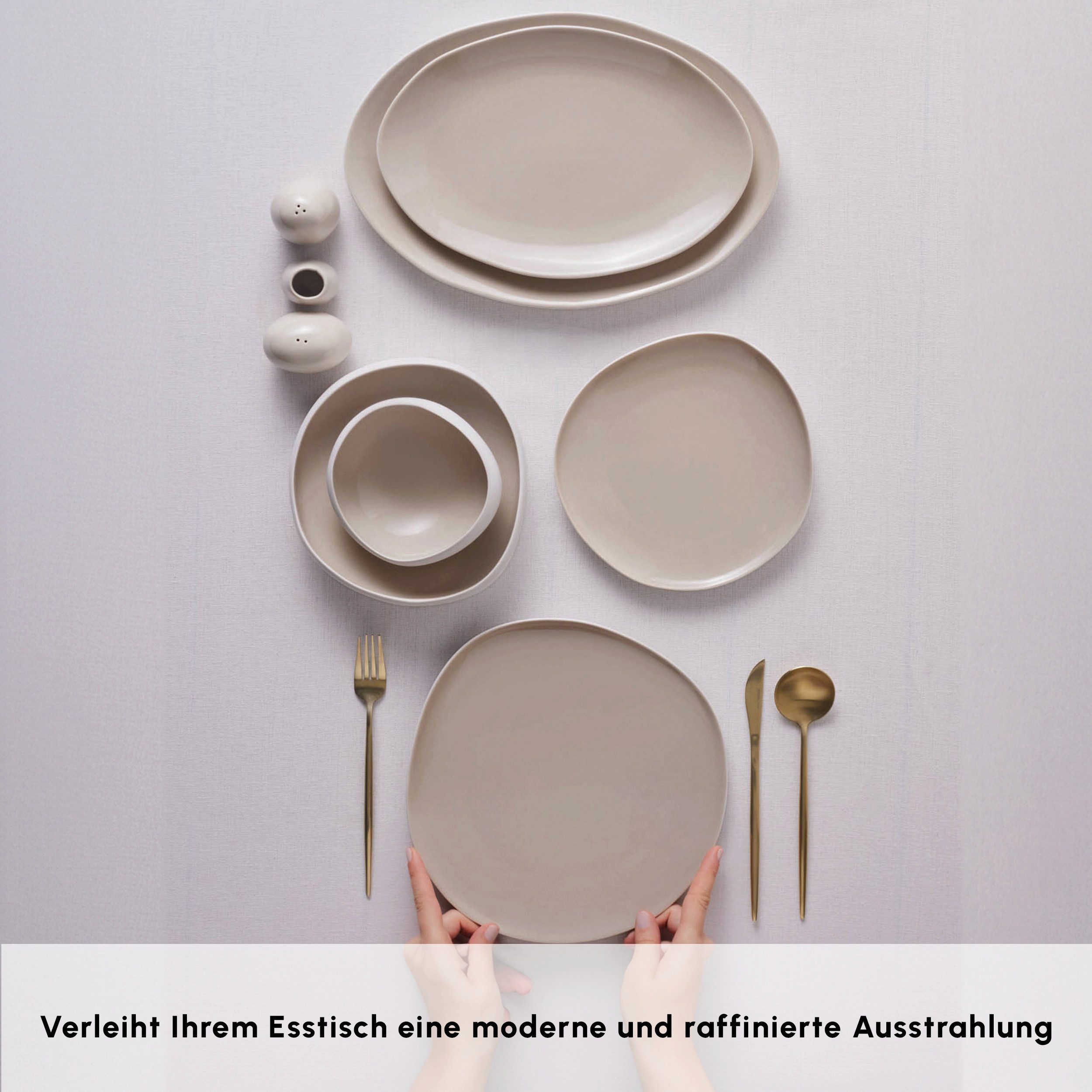 Karaca Geschirr-Set Karaca Earth Collection Cupid Tafelservice 55-tlg. für 12 Personen, 12 Personen, Steinzeug – Bild 4 von 5