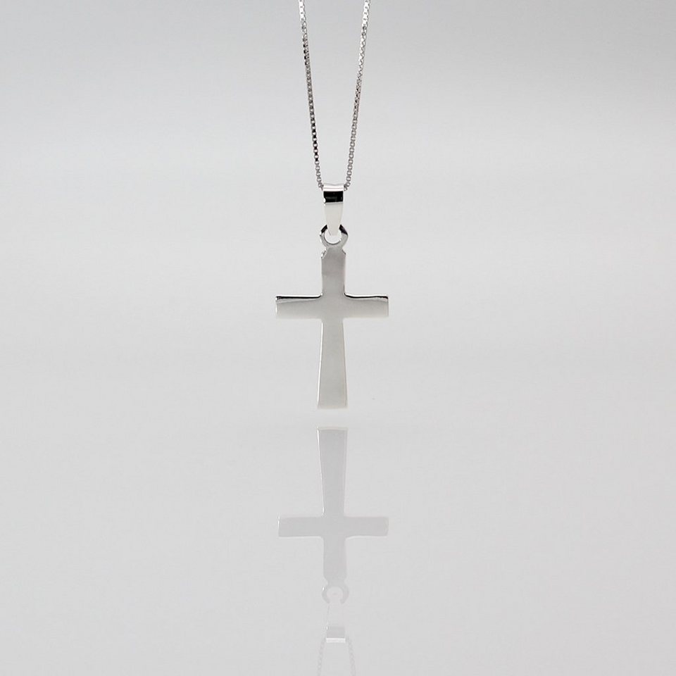 ELLAWIL Kreuzkette Silberkette mit Kreuz Anhänger Halskette Jesuskreuz  Christus Kirche (Kettenlänge 40 cm, Sterling Silber 925), inklusive  Geschenkschachtel