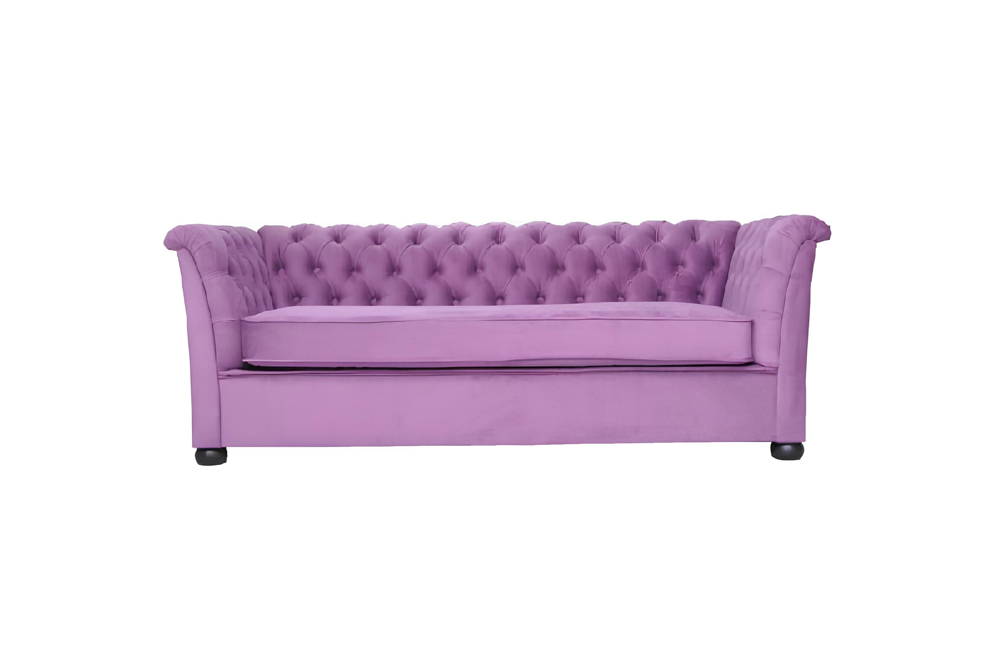 Xlmoebel Chesterfield-Sofa Lila Samt Dreisitzer Chesterfield Sofa aus Stoff für das Wohnzimmer, Hergestellt in Europa