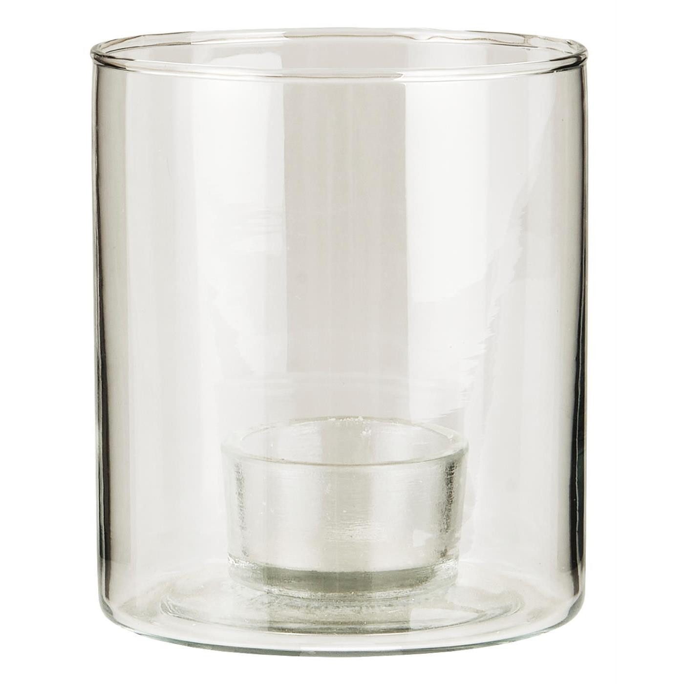 Ib Laursen Windlicht Windlicht GLAS Kerzenhalter fixiert für Teelicht, Ø9,5x11cm