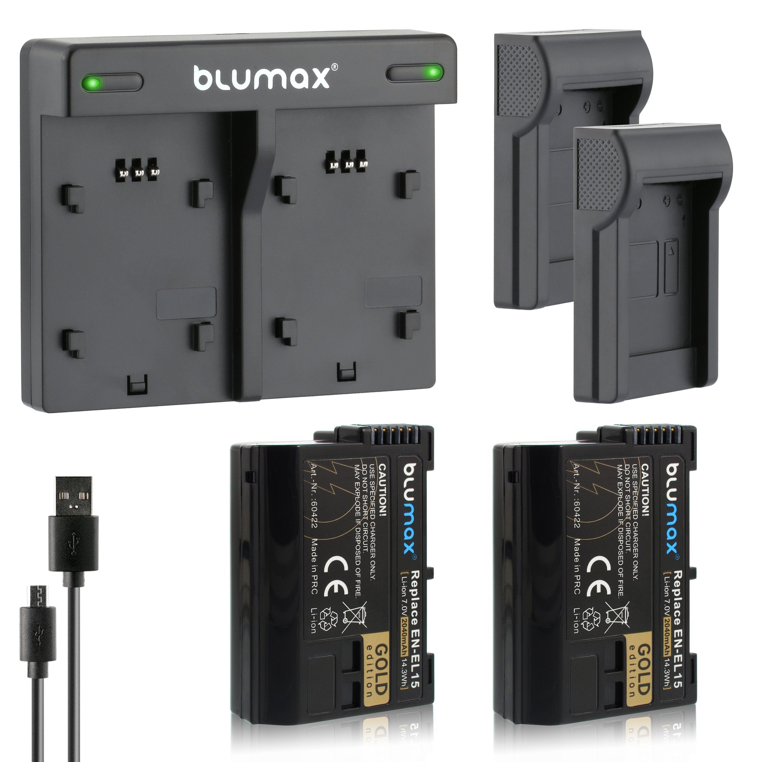 Blumax Set mit EN-EL15 Lader Nikon für Z5 Kamera-Akku A/B/C 2040mAh