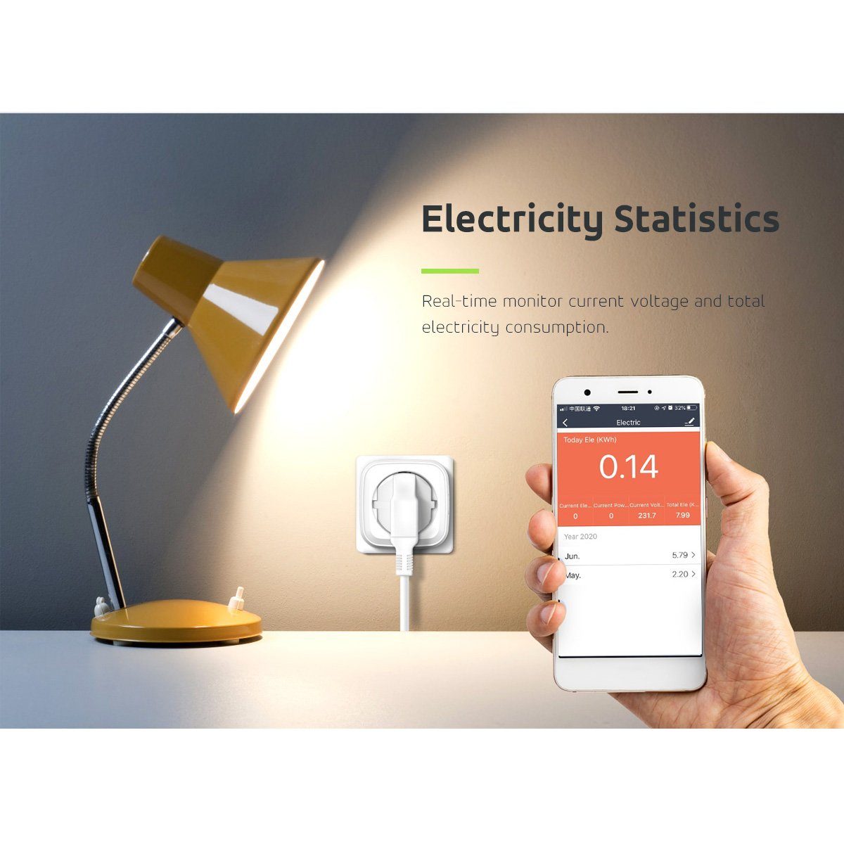 max. Sprachsteuerung; mit Echtzeit-Stromstatistik 3680,00 GreenBlue W, GB720, WLAN-Steckdose Smart-Life-App