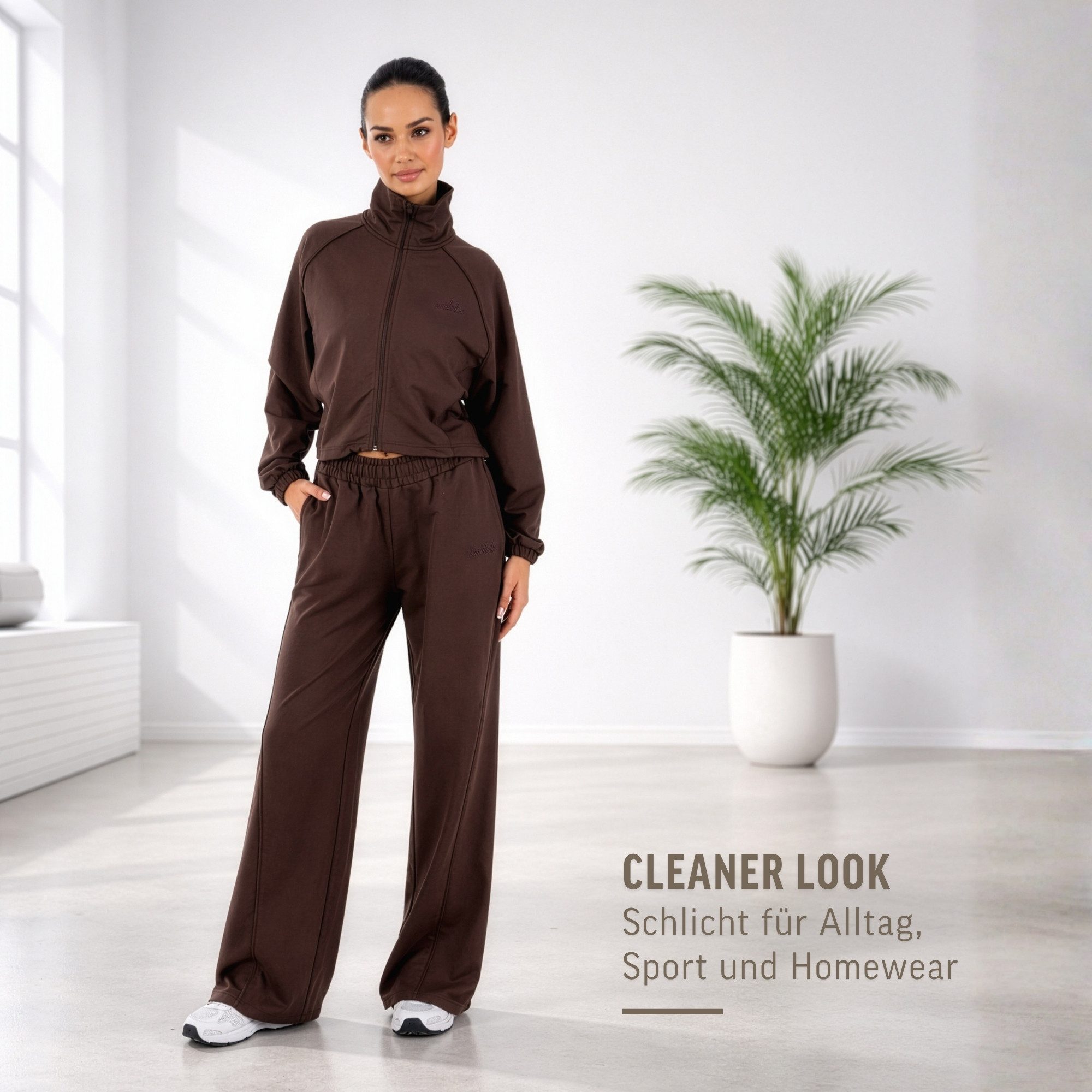 Smilodox Jogginghose Ylena, Sweatpants Damen, Loose Fit, Wide Leg mit Tunnelzug, Sport Elastischer Bund, Kordelzug, weites Bein, Logo, Gym & Homewear