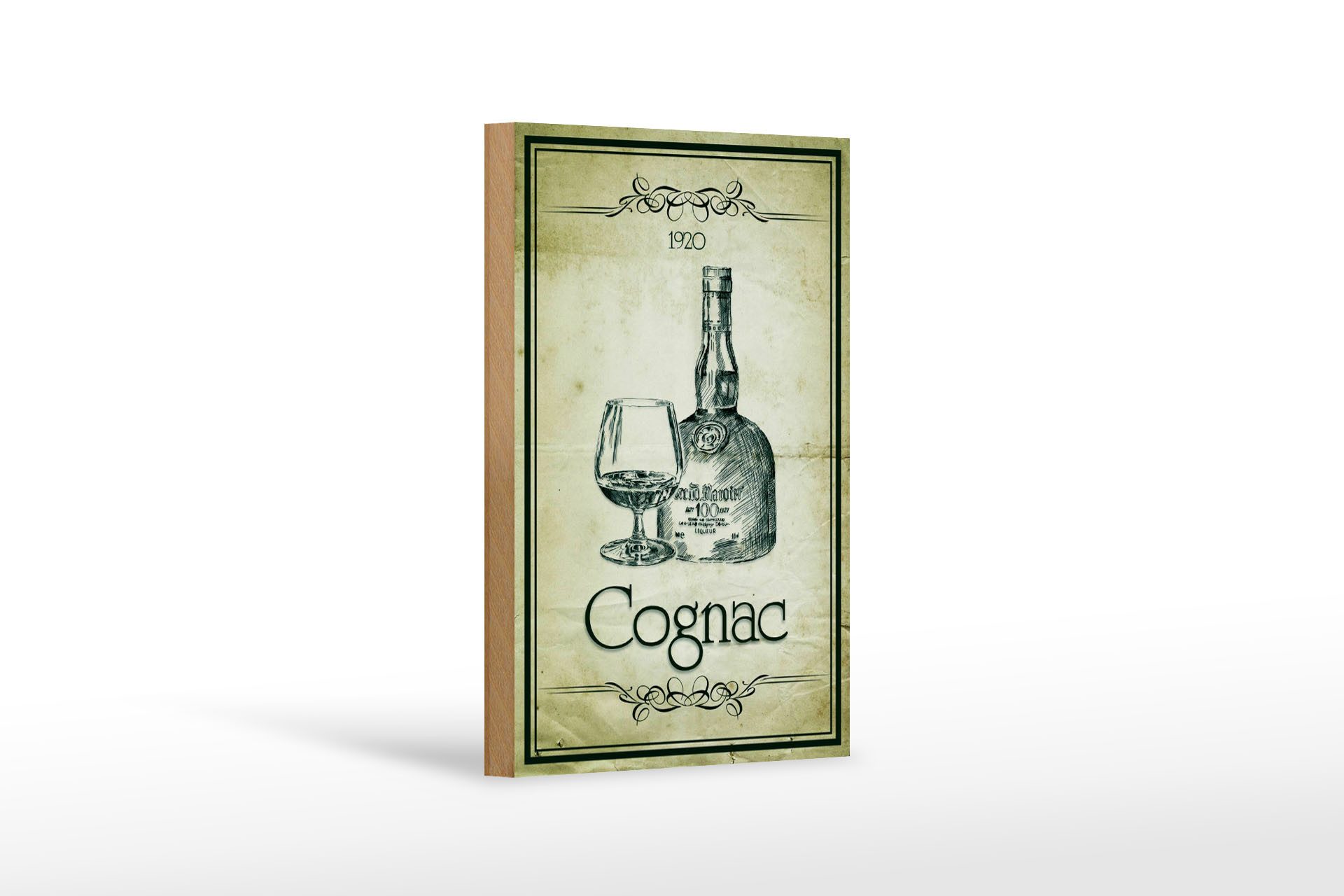 Holzbild 12x18 cm 1920 Cognac Retro