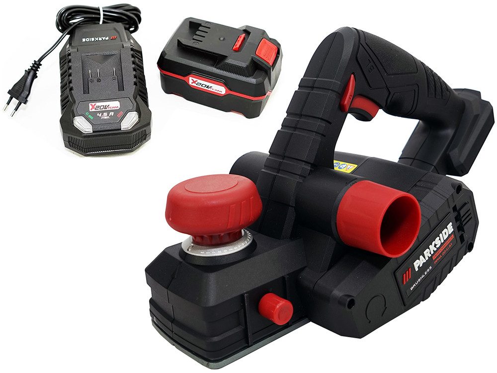 PARKSIDE PERFORMANCE® Akku-Falzhobel 20V Akku Hobel PPHA 20 (inkl. 4Ah Akku), Hobelbreite: 82 in mm, Im praktischen Aufbewahrungskoffer