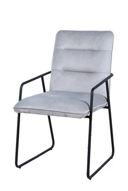 TPFLiving Esszimmerstuhl Thea - 2er Set Armlehnstuhl - Bezug Samt - Farbe hellgrau (Esstischstuhl mit stabilem Gestell aus Metall (pulverbeschichtet), 2 St), MAßE (BxHxT): 52x88x66 cm, Sitzhöhe: 46 cm