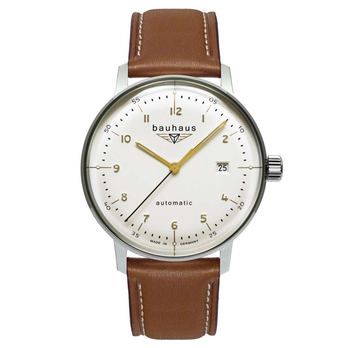 bauhaus Automatikuhr 2064-1, für Herren Automatik mit Lederband