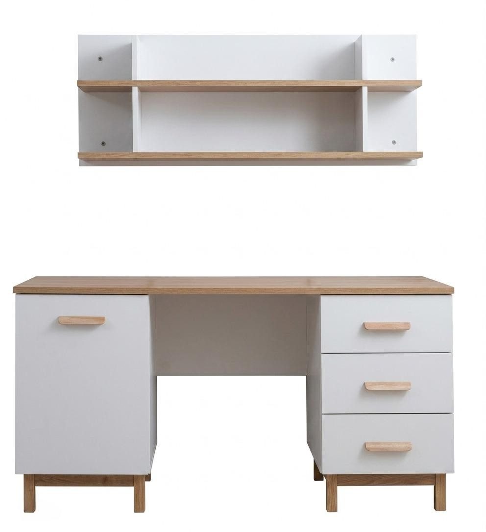 Xlmoebel Computertisch Weißer Schreibtisch Computertisch Holztisch Regale Jugendzimmer modern (Computertisch, 1-St., 1-tlg), Modernes Design