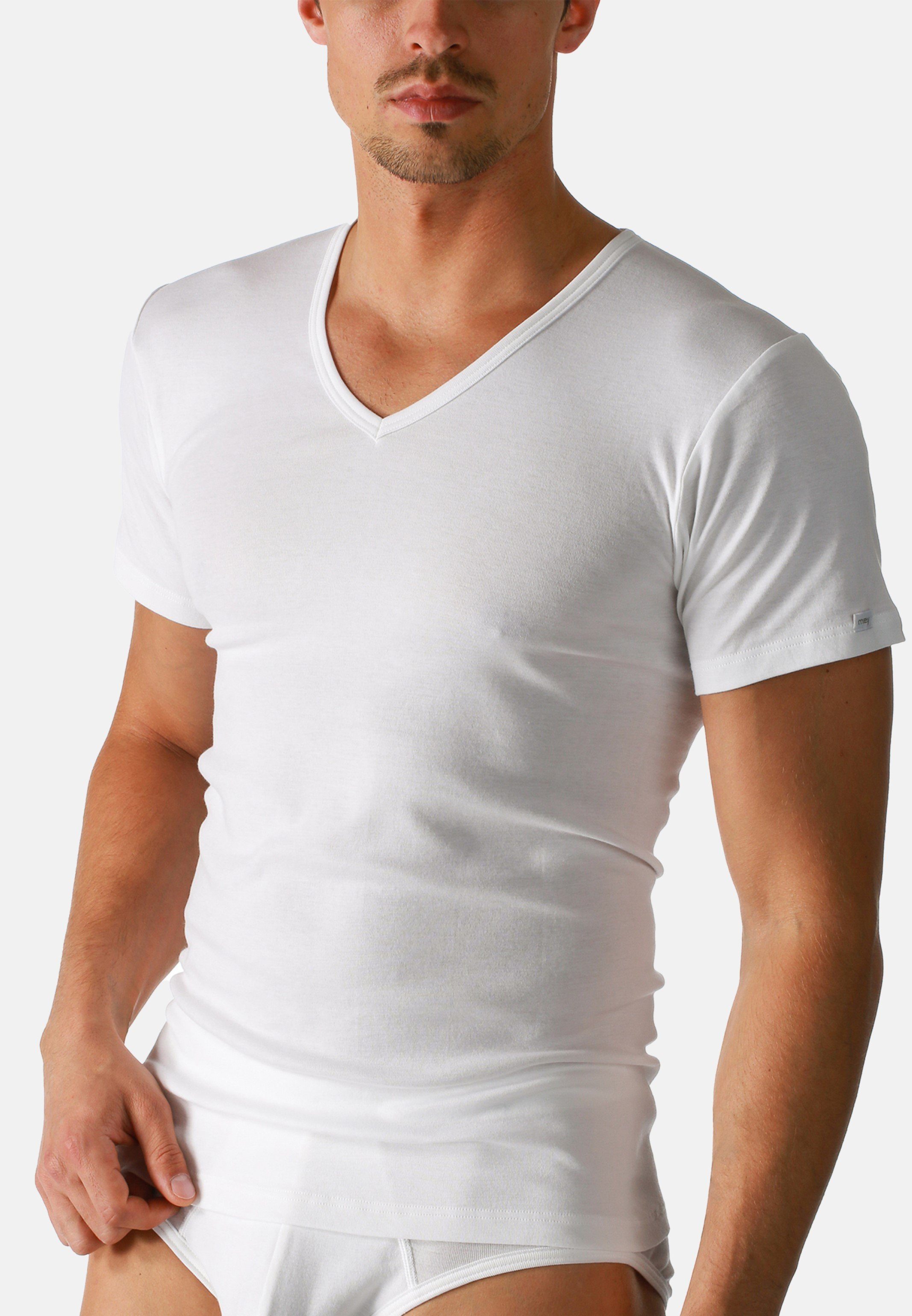 / Ohne Noblesse 2er - Pack - Baumwolle Unterhemd Nähte 2-St) Shirt Unterhemd auftragende Kurzarm Mey (Spar-Set,