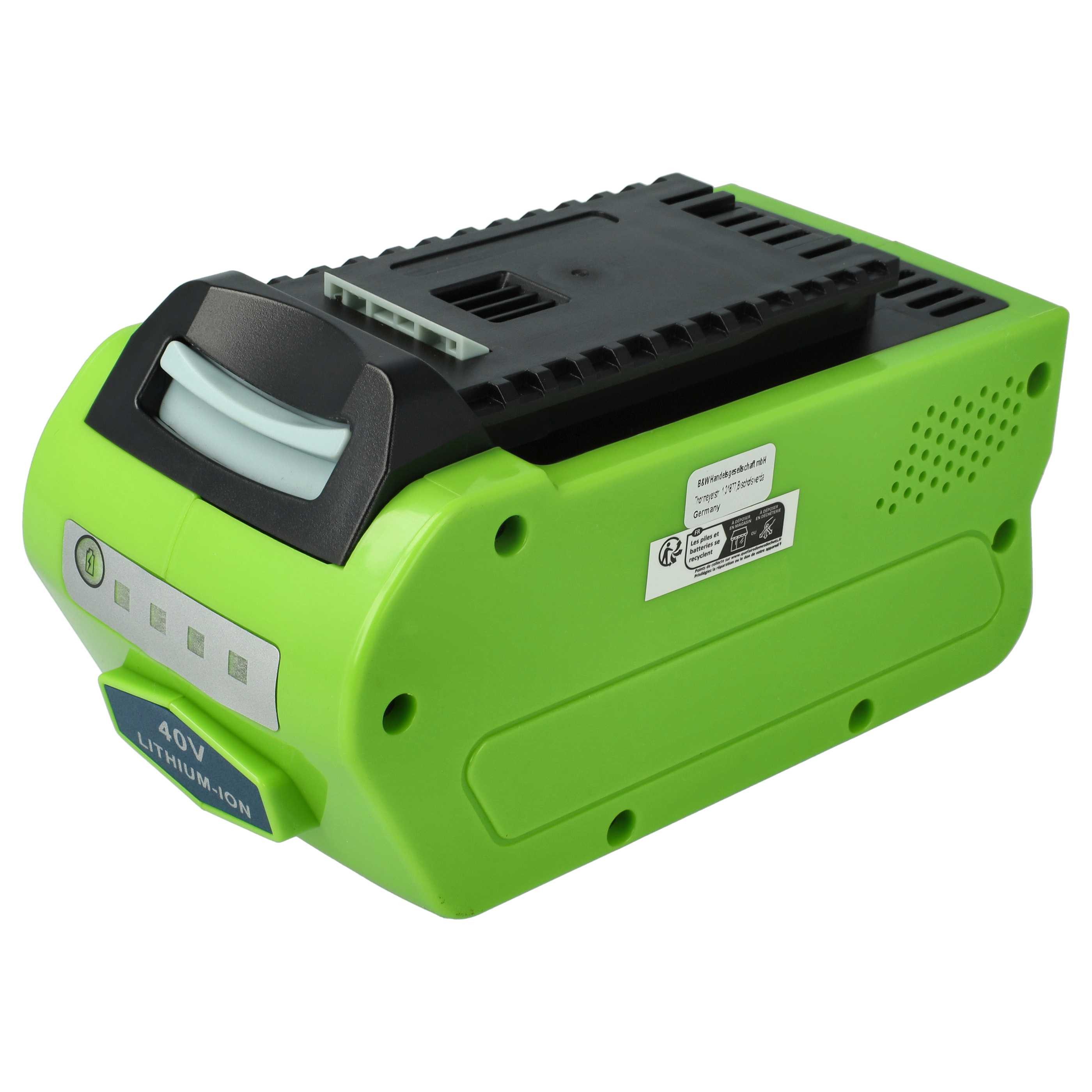 Extensilo Akku passend für Greenworks G40LM45K4, G40LM45K2X, G40LM45, Akku Akku Li-Ion 5000 mAh (40 V, 1 St), Leistungsfähiger Austausch-Akku für Rasenmäher, Wiederaufladbar