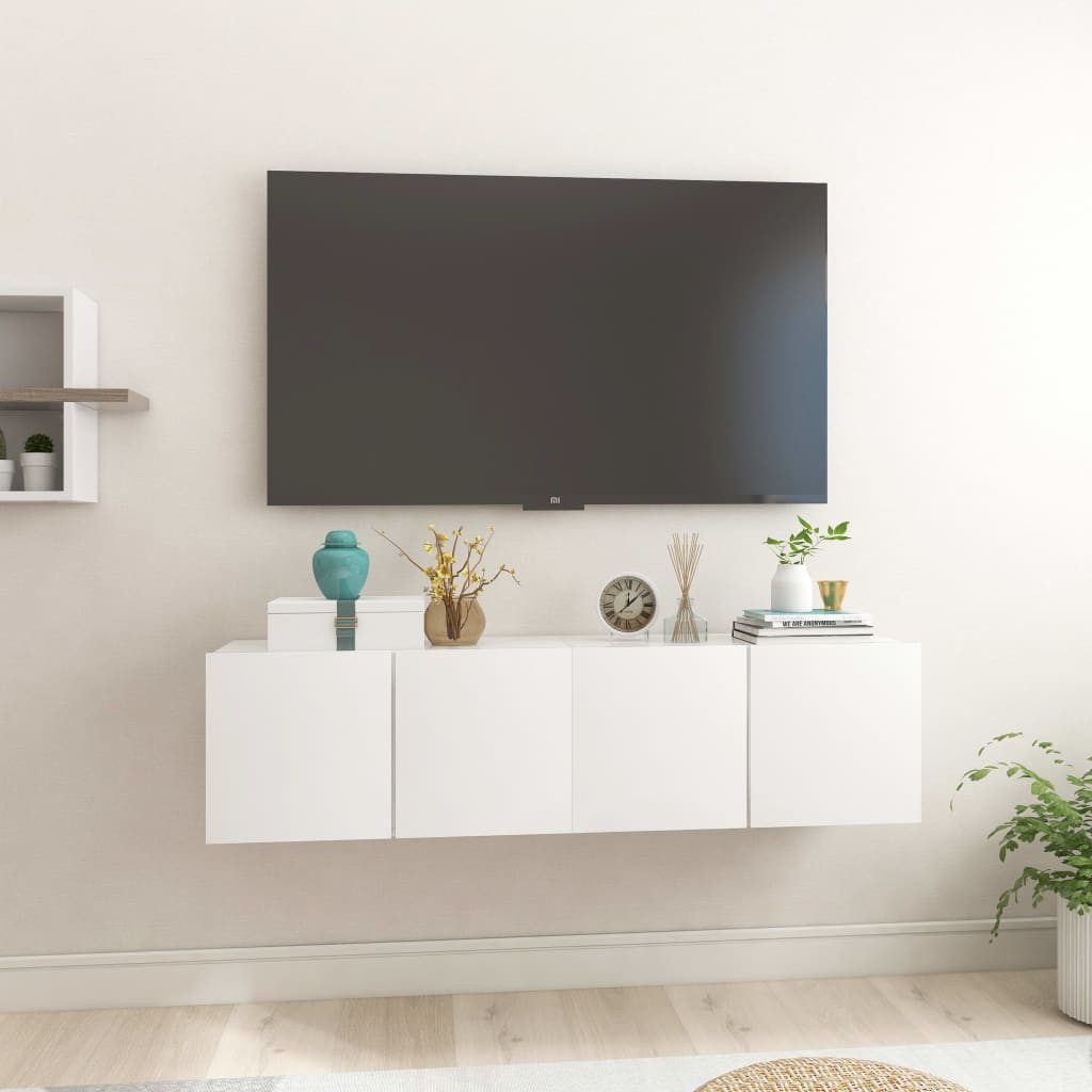 vidaXL TV-Schrank TV-Hängeschränke 2 Stk. Hochglanz-Weiß 60x30x30 cm (2-St)