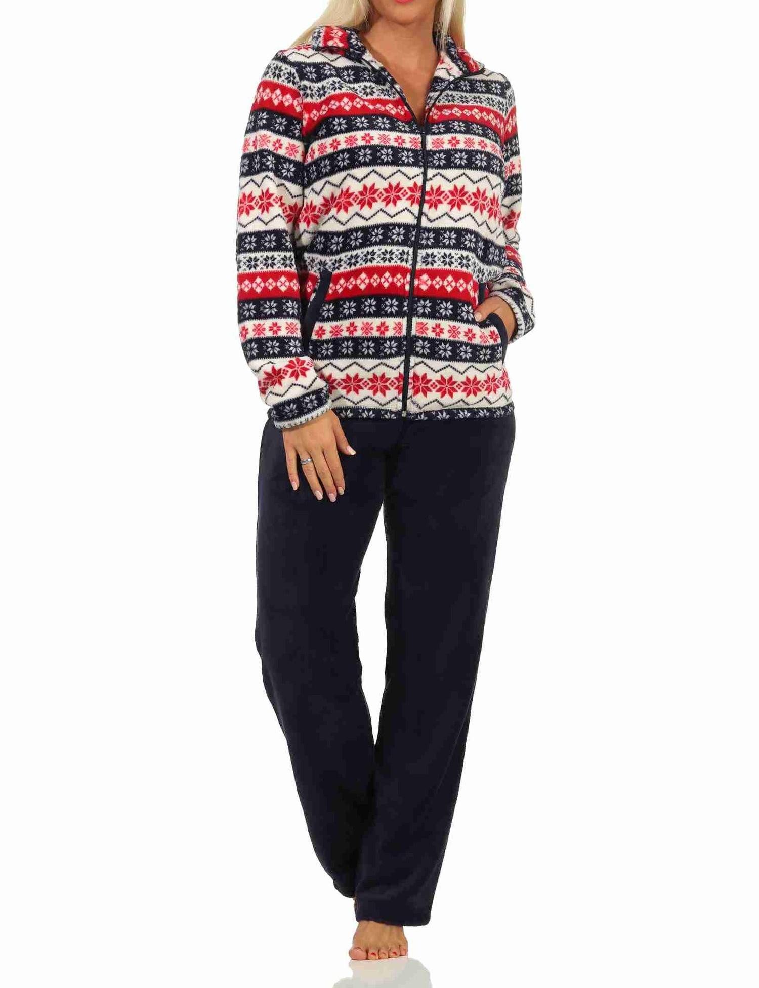 Normann Relaxanzug Damen Hausanzug aus Coralfleece in wunderschöner winterlichen Optik