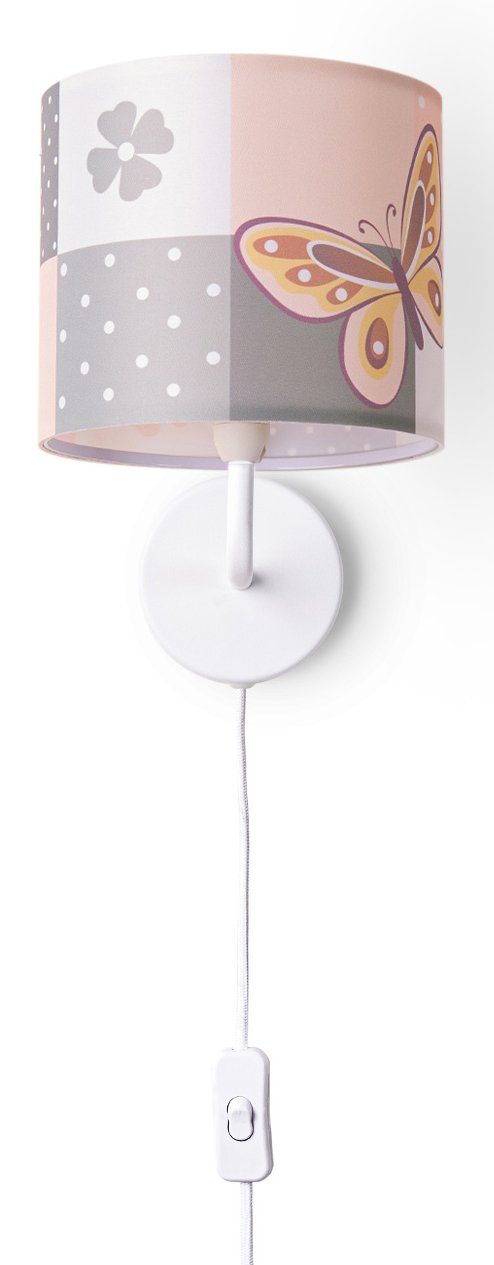 âˆ…18cm Stecker Paco Kabel Kinderzimmer 220, E14 Schmetterling Lampe Leuchtmittel, Home Wandleuchte Cosmo 3m ohne