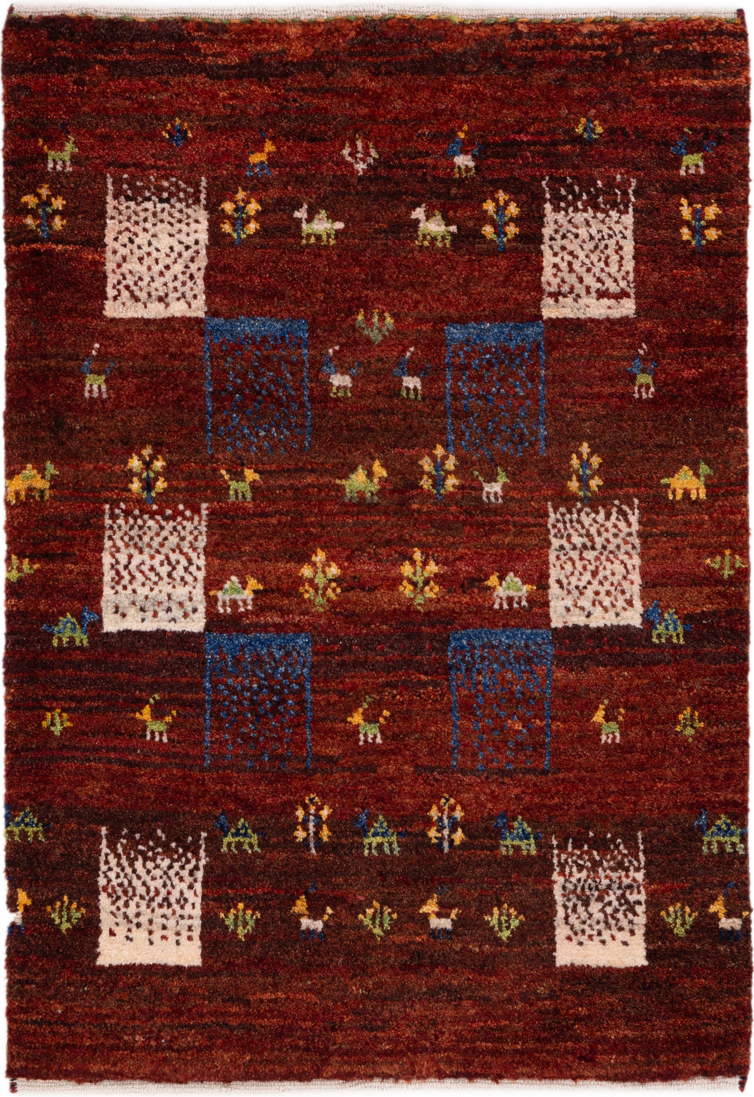 CABBEL Wollteppich Premium Perser Gabbeh Teppich Rot 63x90 cm, Rechteckig, Höhe: 20 mm, Handgeknüpftes Unikat aus 100% Wolle – langlebig und natürlich