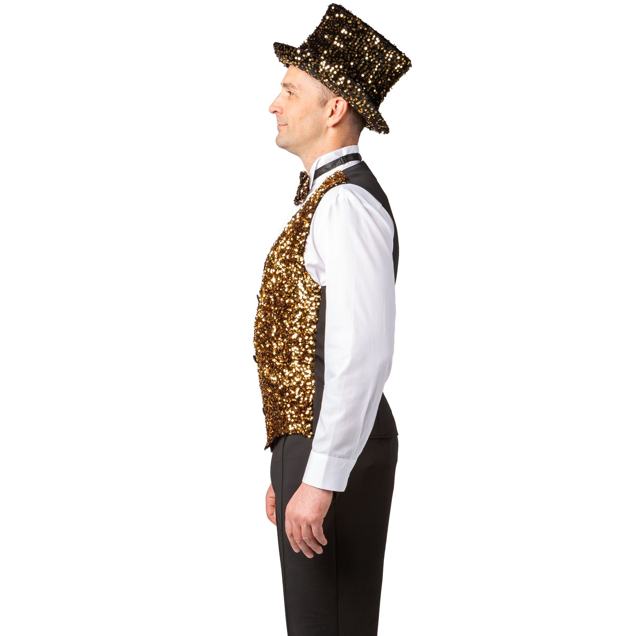 Orlob Kostüm Pailletten Weste Gold Party Outfit Herren