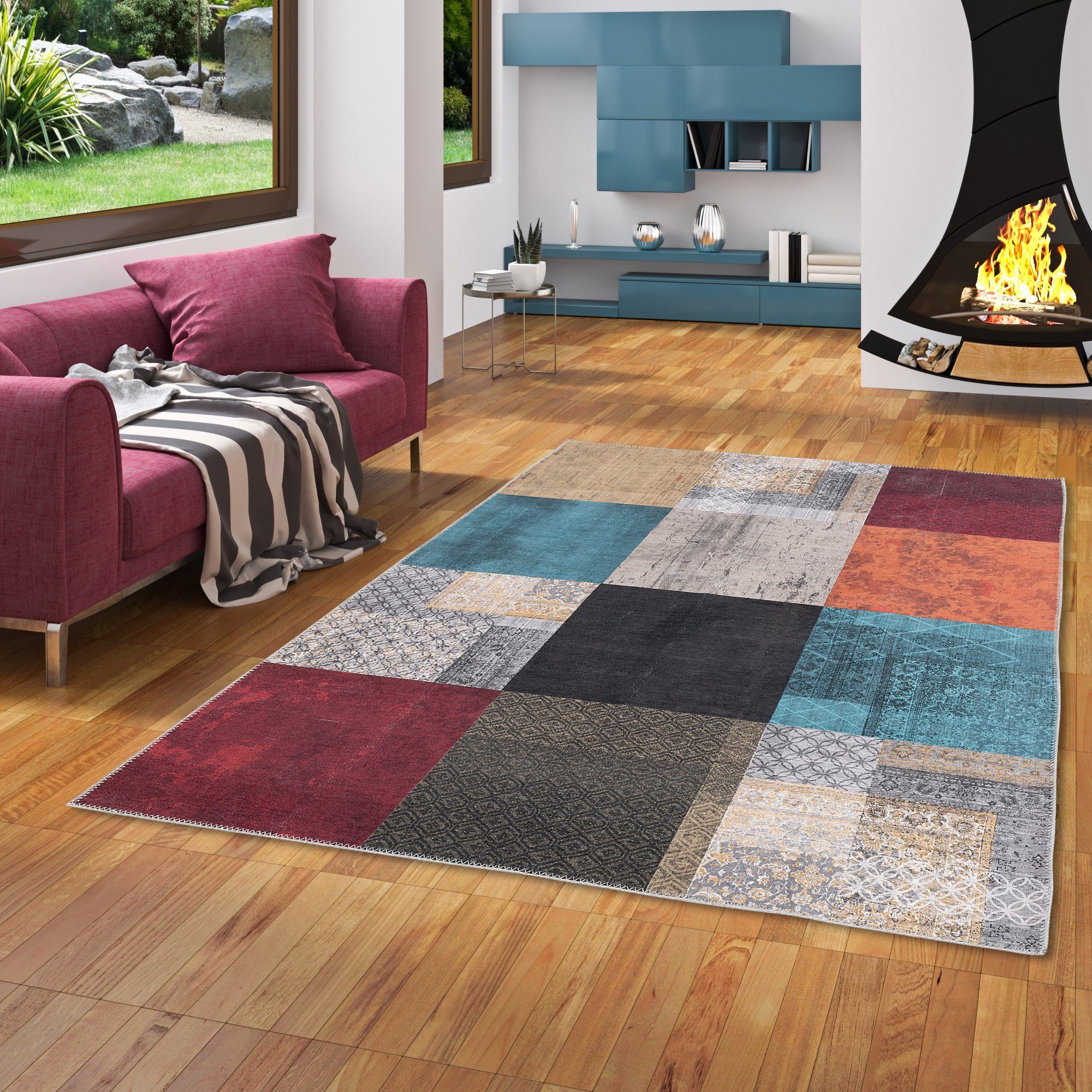 Pergamon Designteppich Vintage Designerteppich Finesse Patchwork, Rechteckig, Höhe: 4 mm