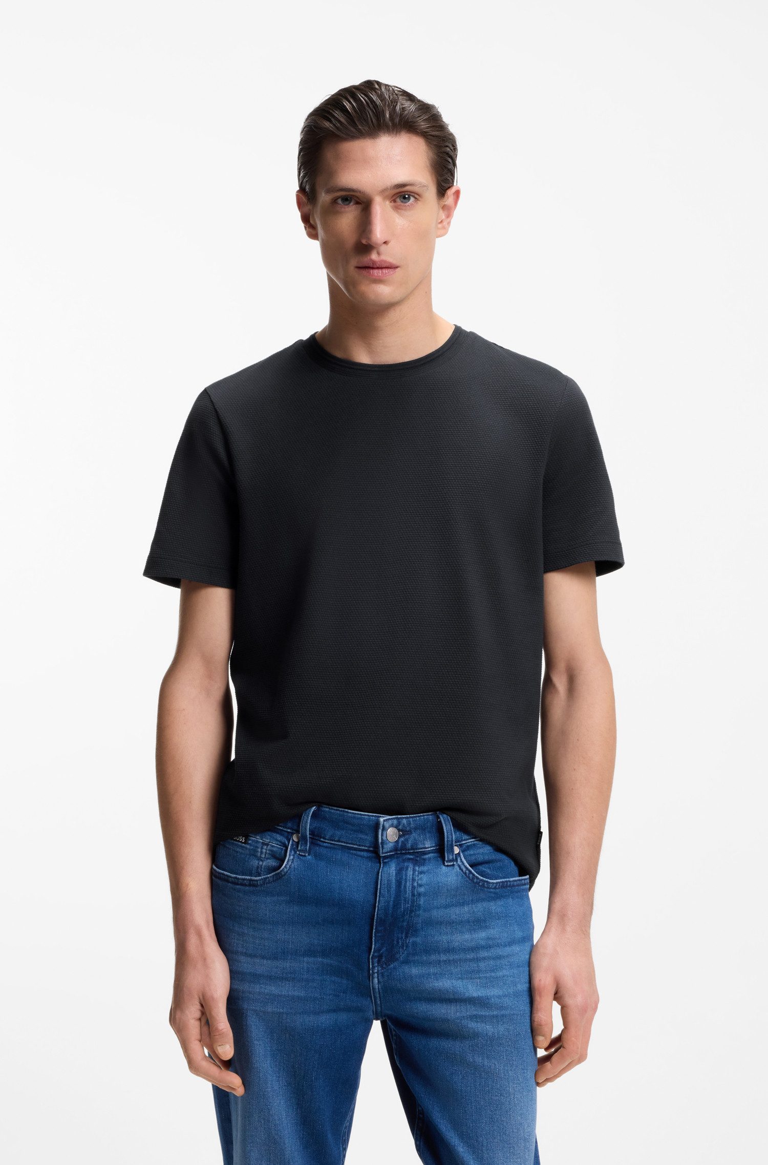 BOSS T-Shirt Tiburt 240 mit Jacquard-Struktur, regular fit günstig online kaufen