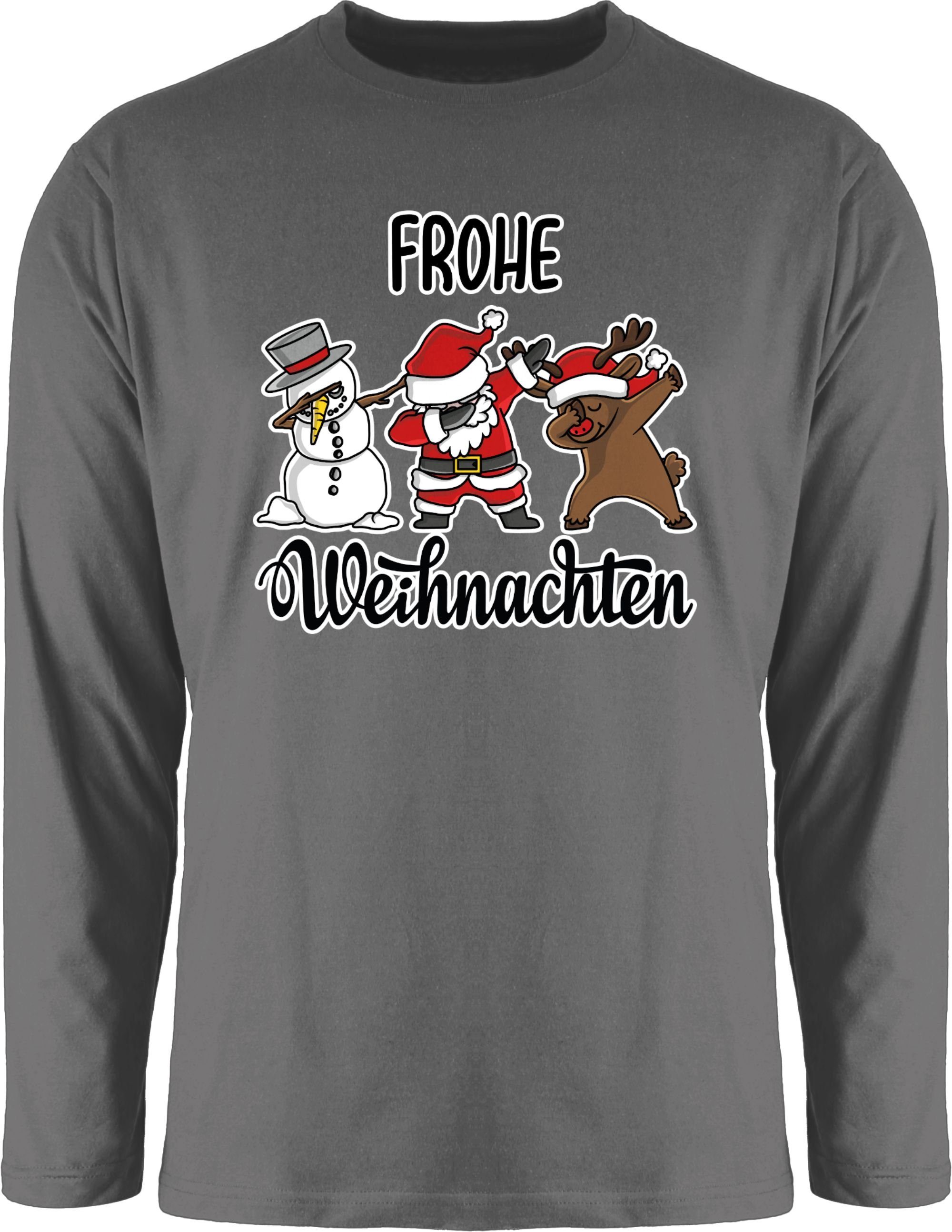 Dunkelgrau Weihnachten Kleidung Frohe Weihachten Dabbing Rundhalsshirt Shirtracer 2