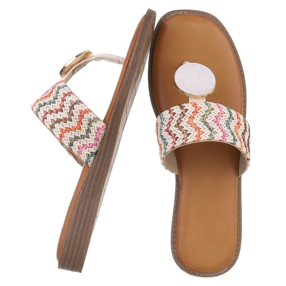 Ital-Design Trendige Damen-Sandalen mit goldener Applikation, Sommer Zehent günstig online kaufen