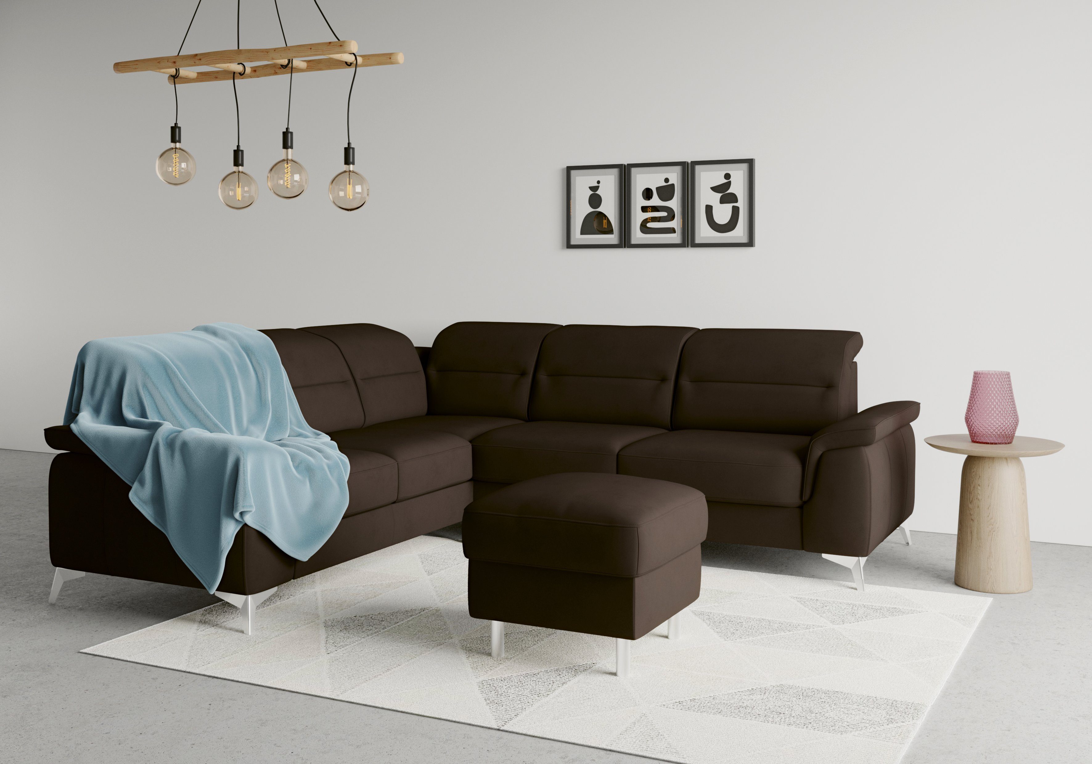 mit Ecksofa optional Kopfteilverstellung Sinatra, und sit&more Armteilfunktion