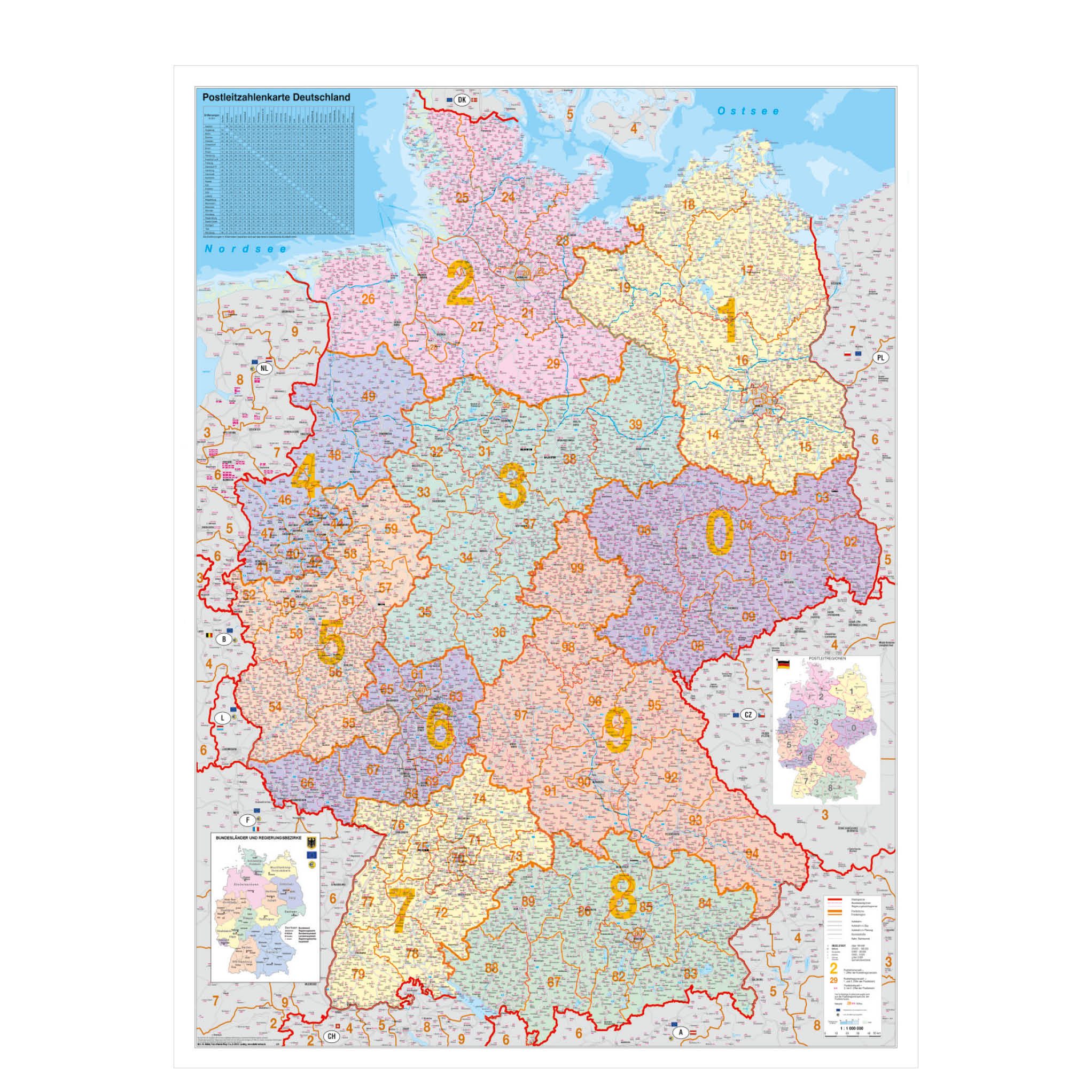 STIEFEL Poster Deutschland Postleitzahlen, 97 x 119 cm günstig online kaufen