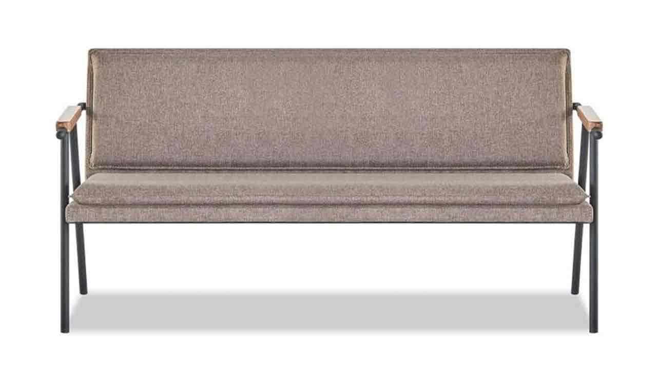 JVmoebel Gartenbank Graue Textil-Sitzbank für modernes Bürodesign und hohen Komfort (3-Sitzer), Made in Europa