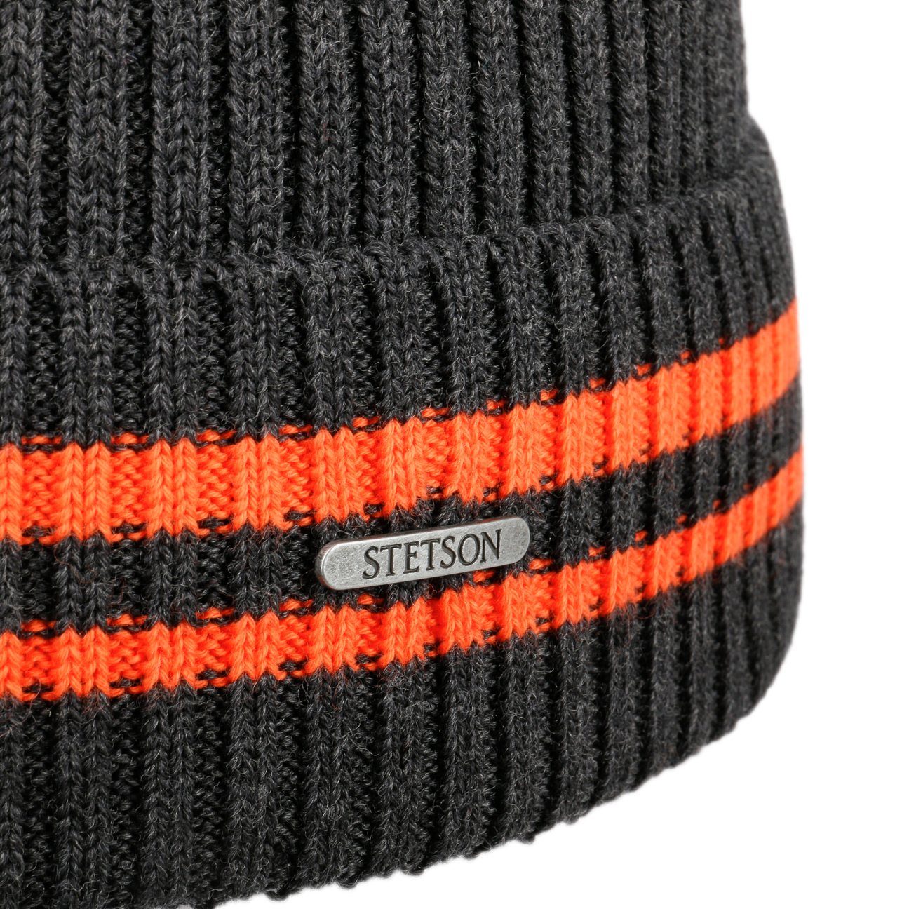 anthrazit Strickmütze mit Beanie Umschlag, Stetson (1-St) in Italy Made