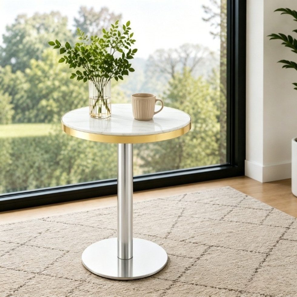 JUFU Beistelltisch rund UV-Platte Metallgestell 60x74cm (1-St)