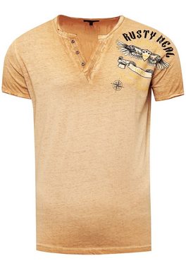 Rusty Neal T-Shirt mit modischer Knopfleiste