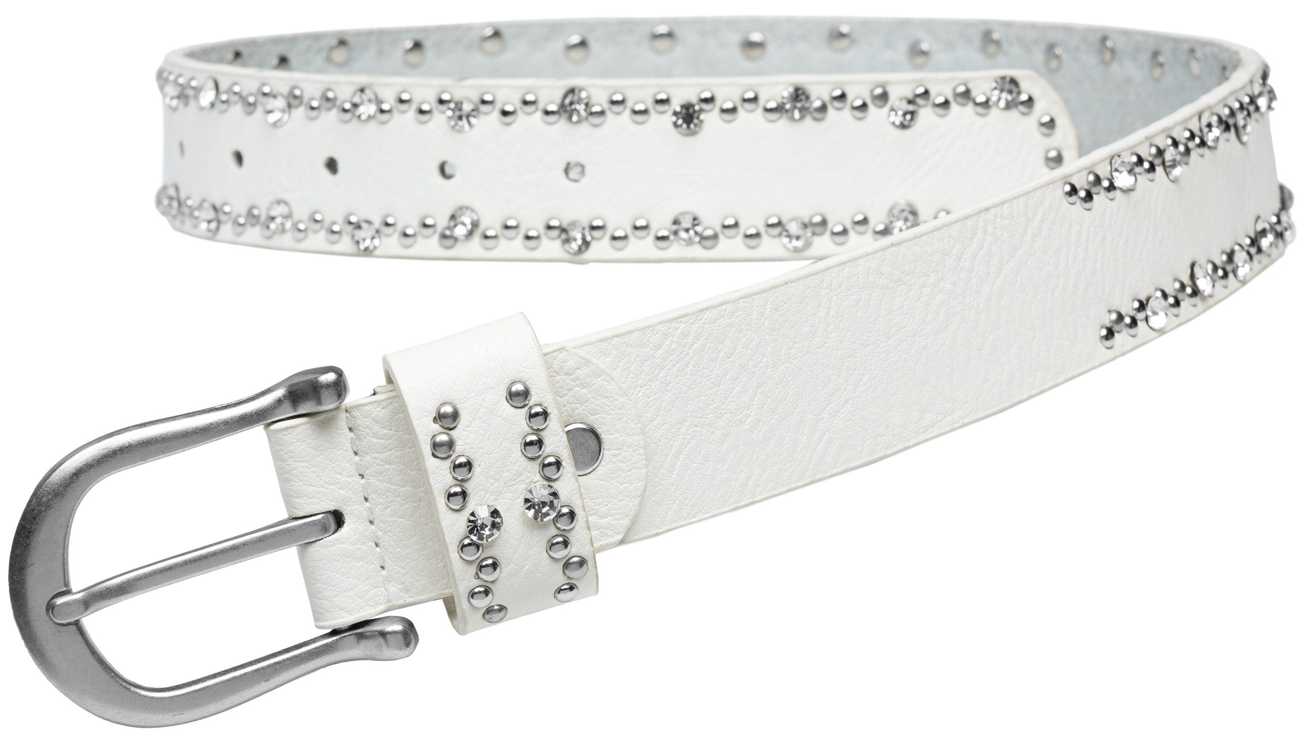 Caspar Nietengürtel GU292 Damen Gürtel mit dezentem Strass und Nieten Dekor