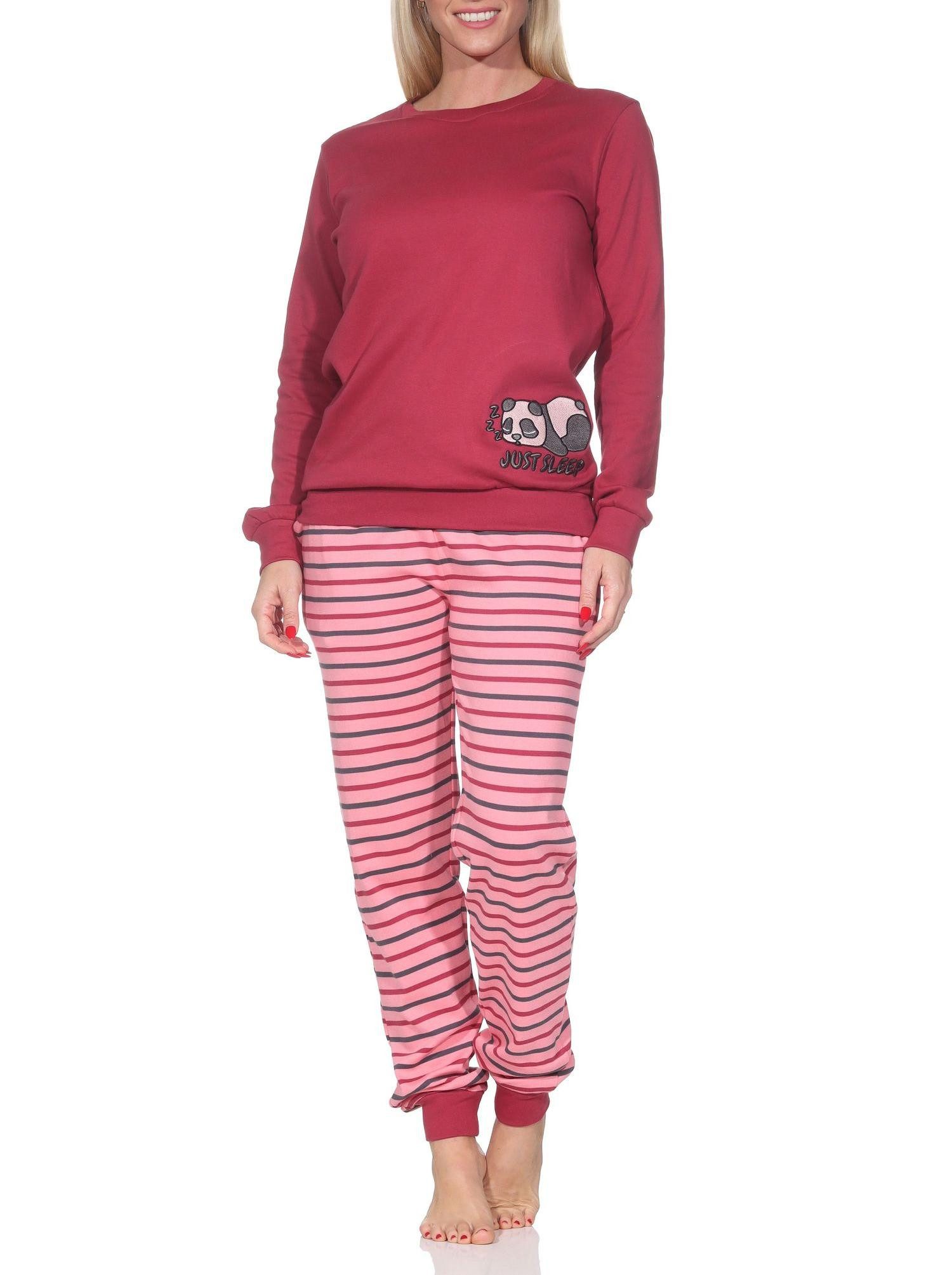 Normann Pyjama Normann Damen Schlafanzug in Kuschel Interlock Qualität + Tiermotiv