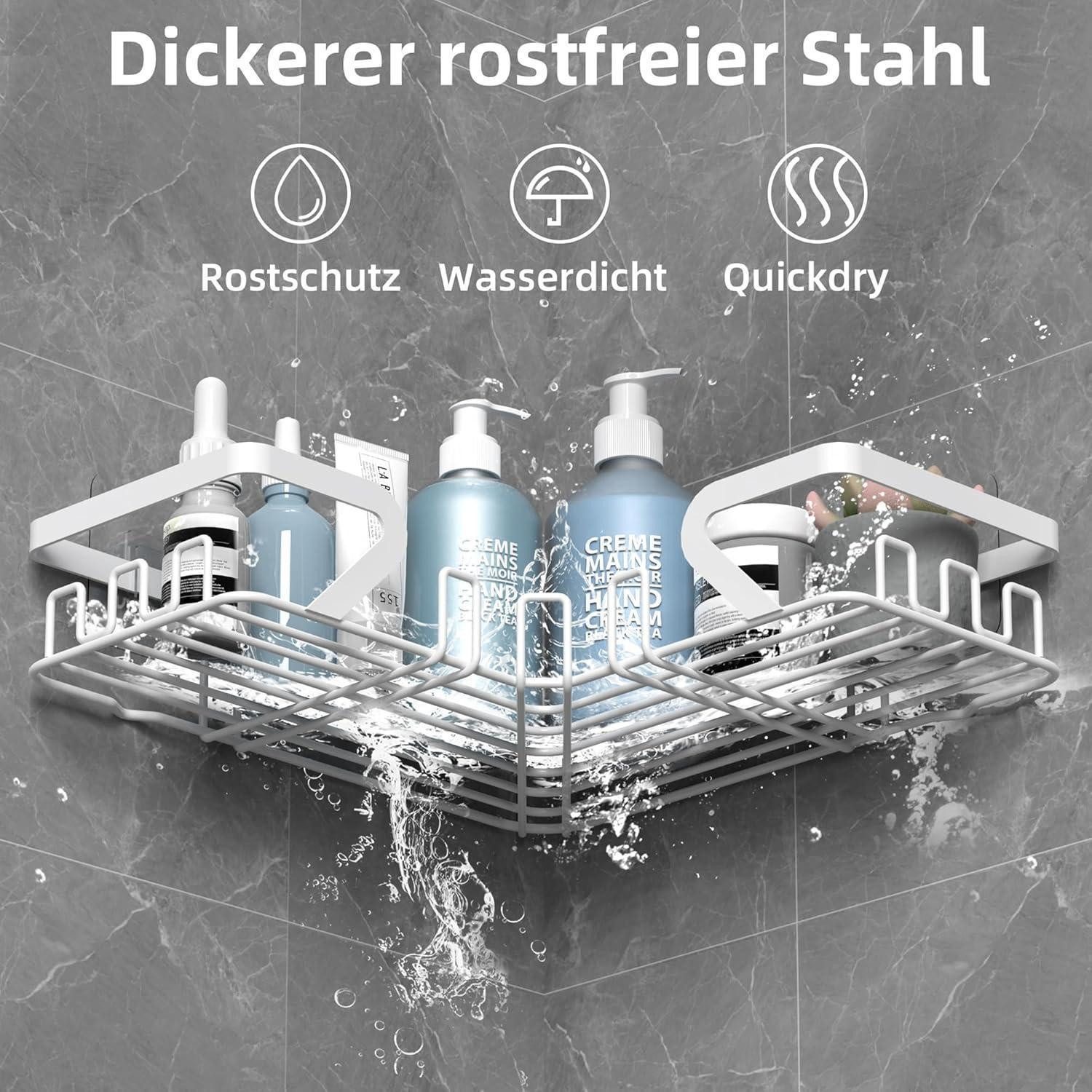 LuxusKollektion Duschablage Duschregal Ecke Weiß 2 Stück – Bild 3 von 5