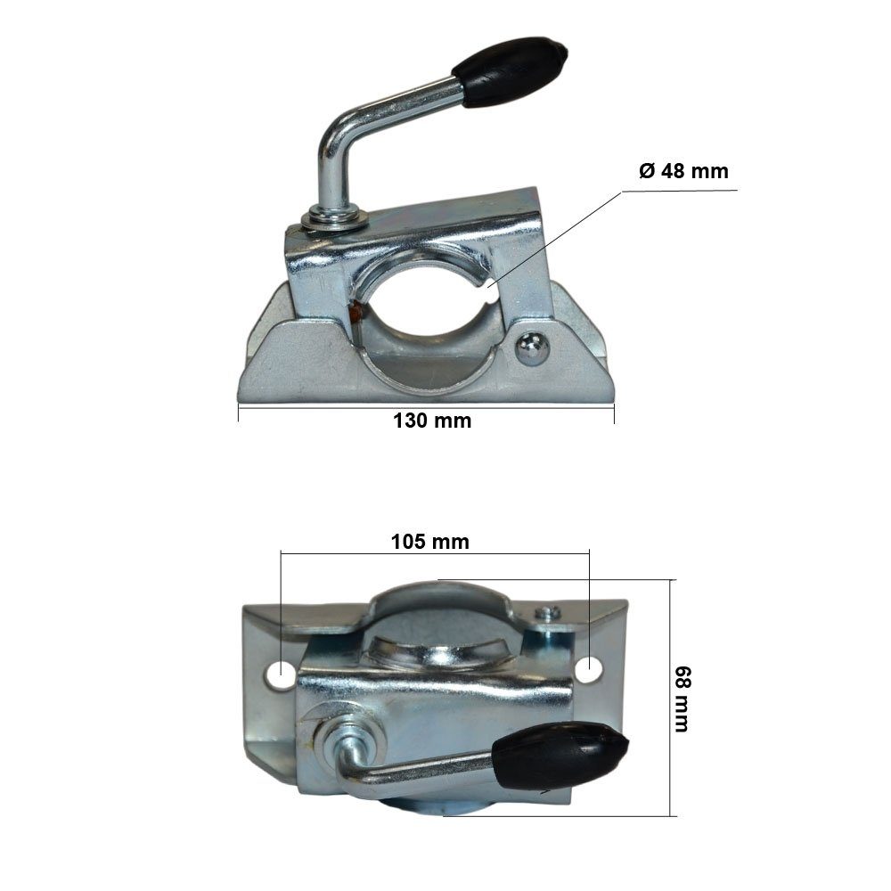Systafex® Anhänger-Stützrad Stützradhalter Ø 48mm Klemmhalter für Anhänger