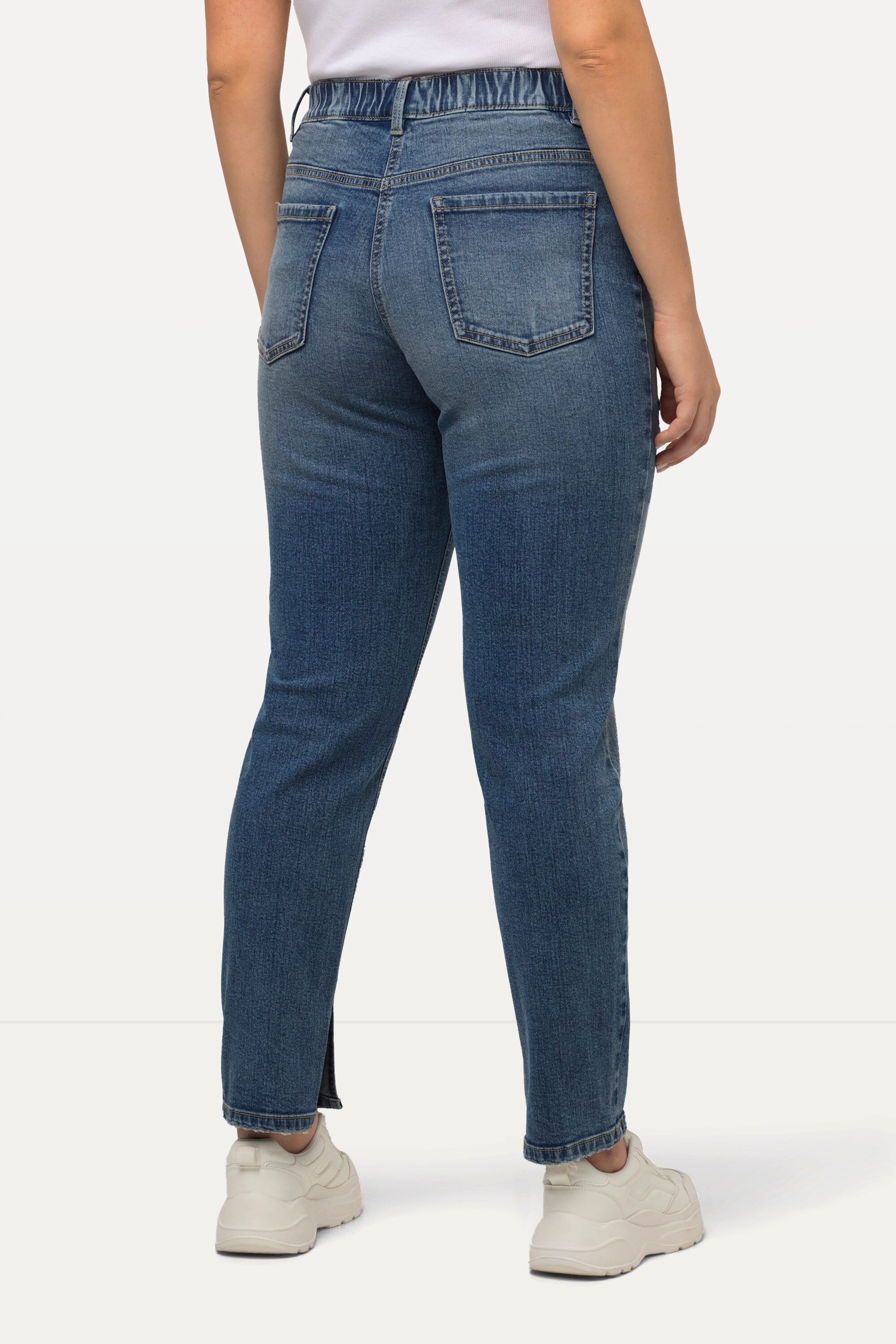 Ulla Popken Regular-fit-Jeans Boyfriend-Jeans Destroy-Effekte weites Bein