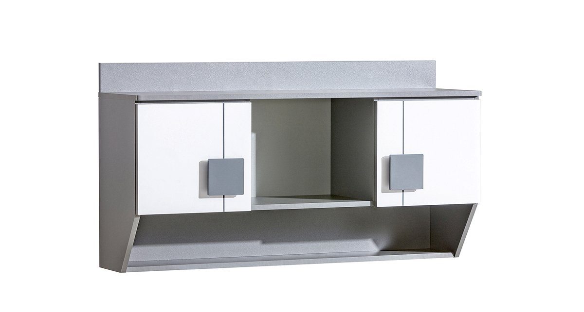 3 Wandregal, Anthrazit - 2-türig, viel aus Modern Weiß Design Wohnmöbel, Ablagen, Wandschrank, Stylefy Gammi, Stauraum, Holzwerkstoff, Wandregal mit