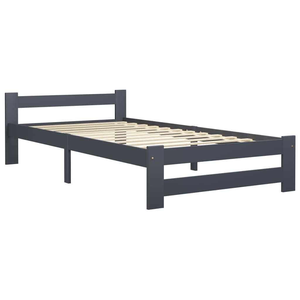 vidaXL Bett Massivholzbett Dunkelgrau Kiefer 100x200 günstig online kaufen