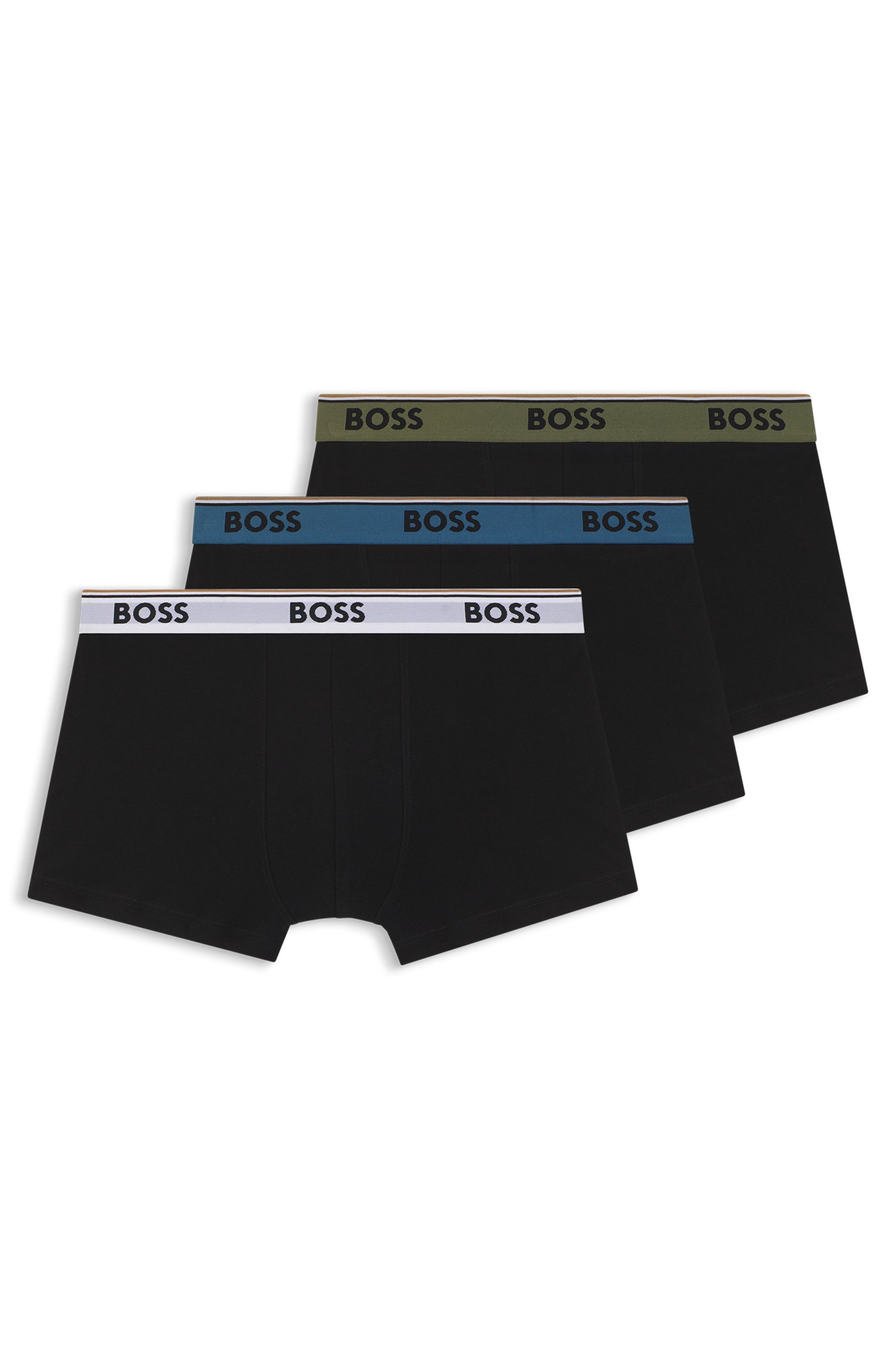 BOSS Trunk (Packung, 3-St) aus Stretch-Baumwolle mit Logo-Bund, mittlere Bundhöhe