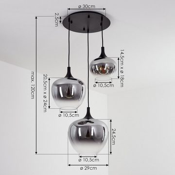 hofstein Hängeleuchte »Saltusio« Hängelampe aus Metall/Glas in Schwarz/Rauchfarben/Klar, ohne Leuchtmittel, Leuchte im Modernen Design, Höhe max. 120cm, 3xE27