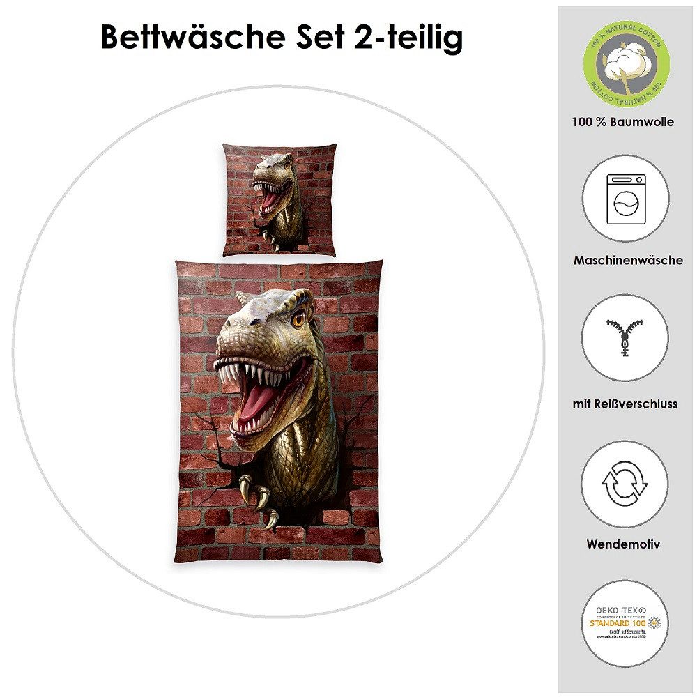 Familando Kinderbettwäsche mit Dino Muster und günstig online kaufen