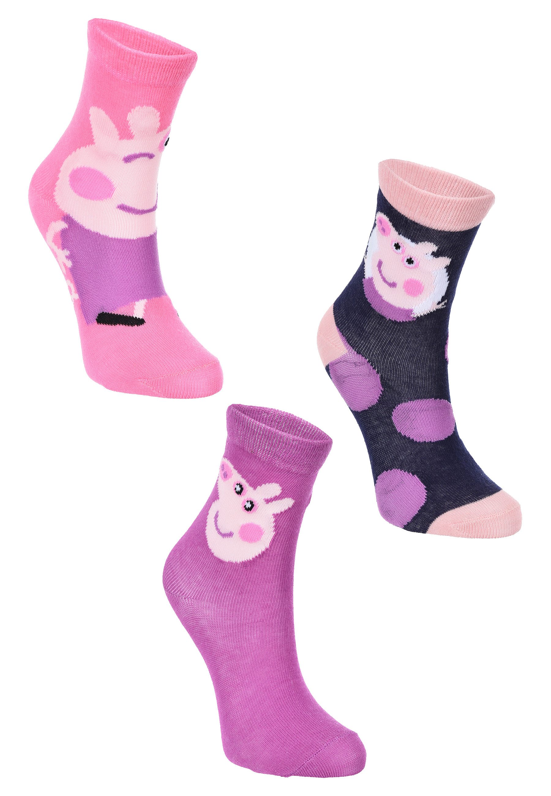 Peppa Pig Socken Peppa Wutz Kinder Mädchen Socken Strümpfe (3-Paar)