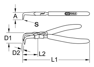 KS Tools Sicherungsringzange, Sicherungszange für Innensicherungsringe, abgewinkelt, 130 mm