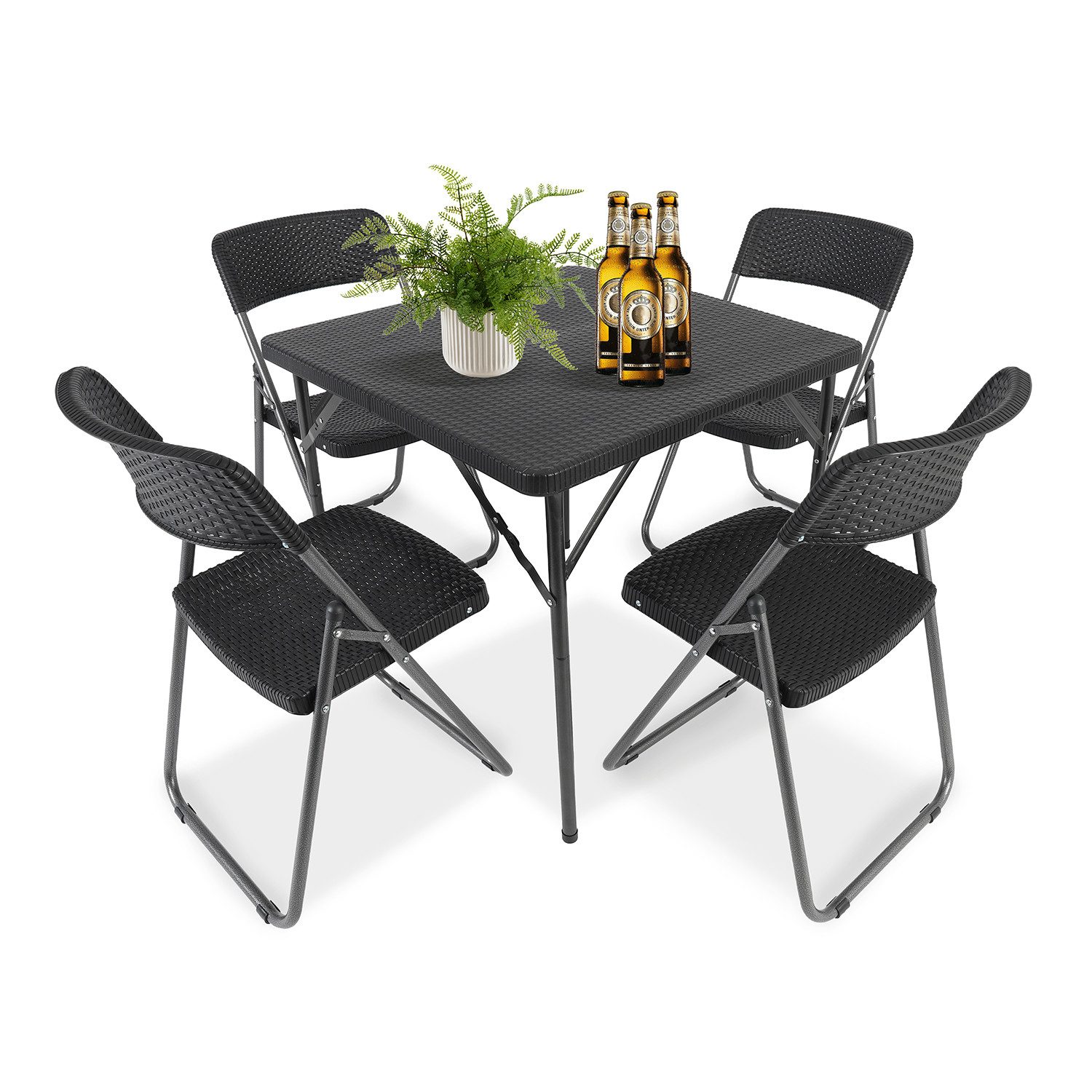 Sekey Garten-Essgruppe PE-Rattan Gartenmöbel-Set für 4 Personen, 4 Stühle m günstig online kaufen