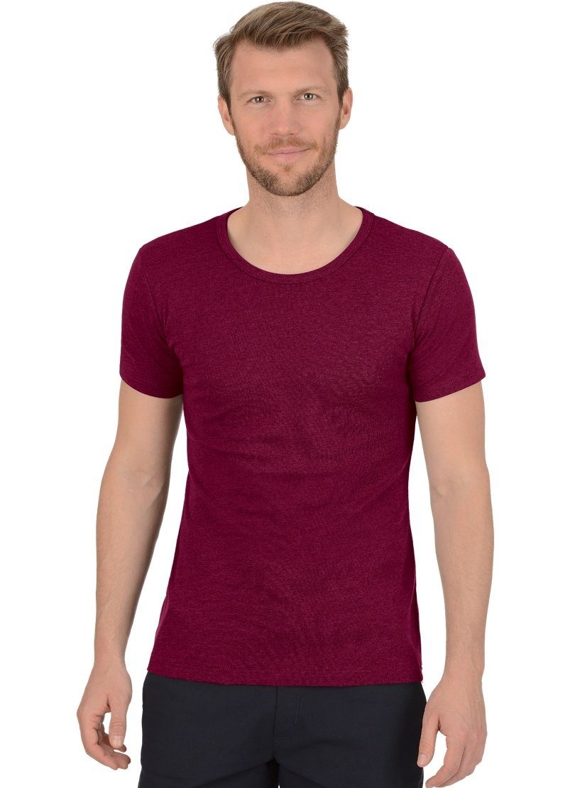 Trigema T-Shirt TRIGEMA T-Shirt aus Baumwolle/Elastan chianti-melange