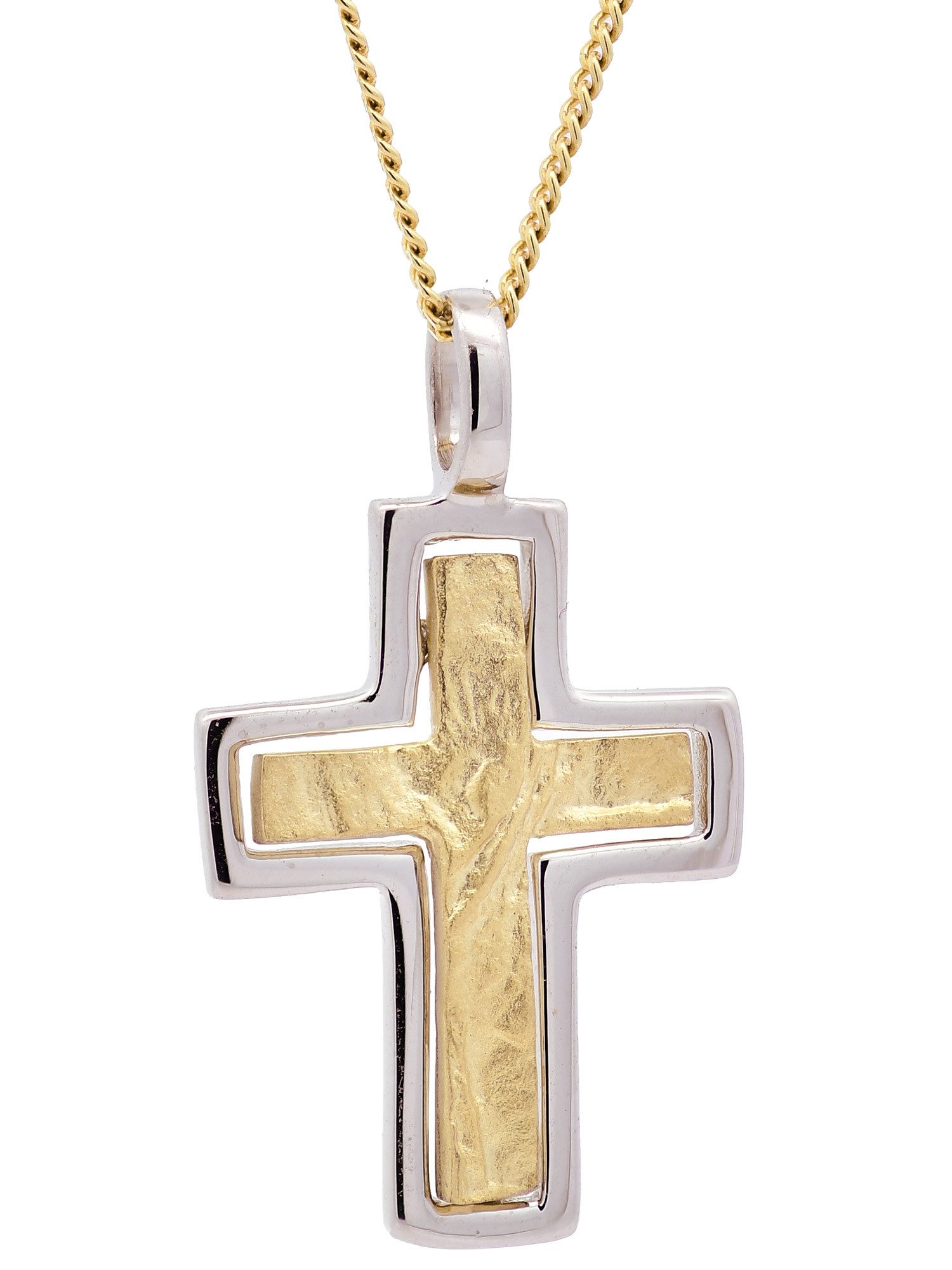 Kreuzanhänger Gold Anhänger Kreuz mit Goldkette massiv 333/GW Karat Gold 36 cm