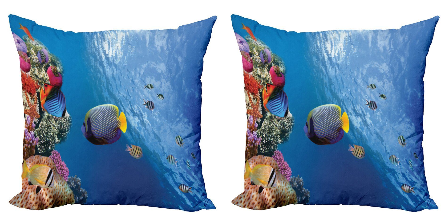 Kissenbezüge Modern Accent Doppelseitiger Digitaldruck, Abakuhaus (2 Stück), ocean Life Unterwasser Fisch Meer