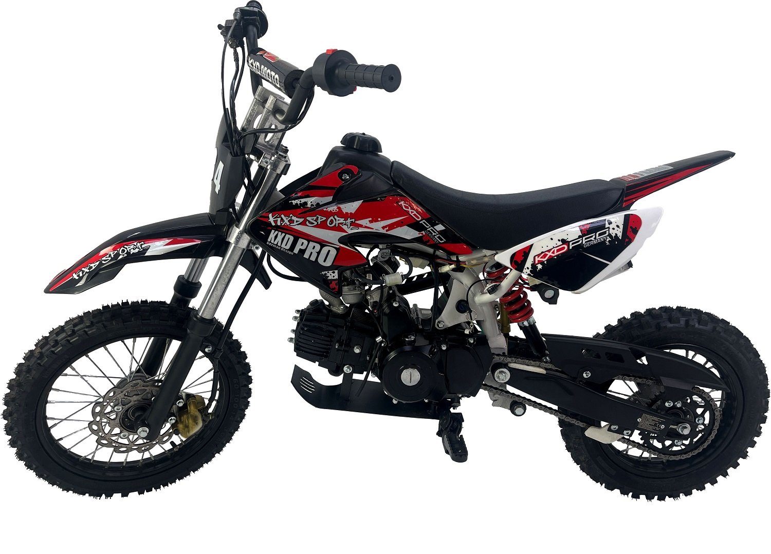 KXD Dirt-Bike 125ccm Dirtbike Pitbike KXD 607 4Takt Automatik 14/12 Enduro Cross Rot